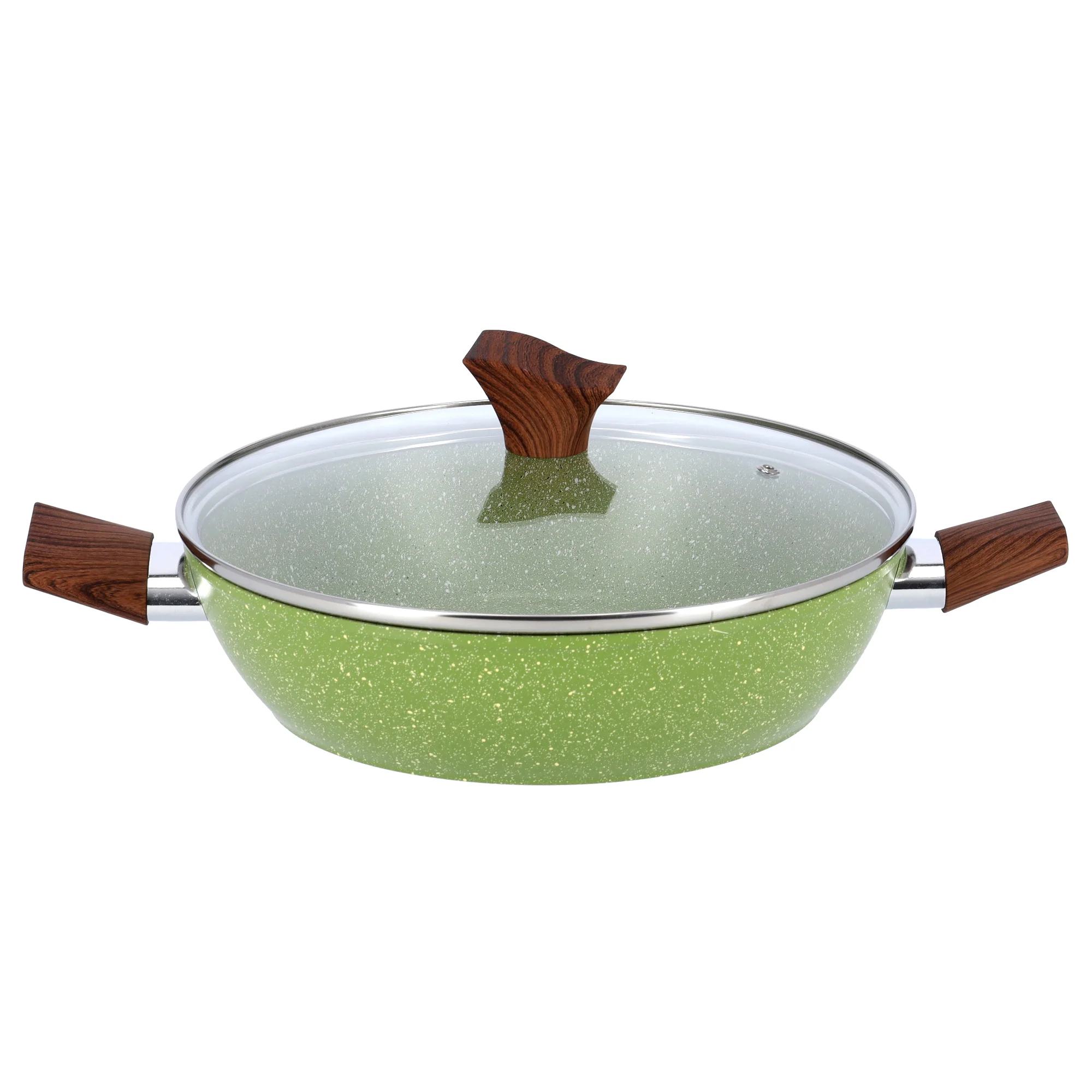Royalford RF9415 12 Pcs Forged Aluminium Cookware Set | Marble Coated Non-Stick| Induction Base Soft Touch Wood Finish Handles |Suitable for Gas, Electric & Ceramic - Image 5
