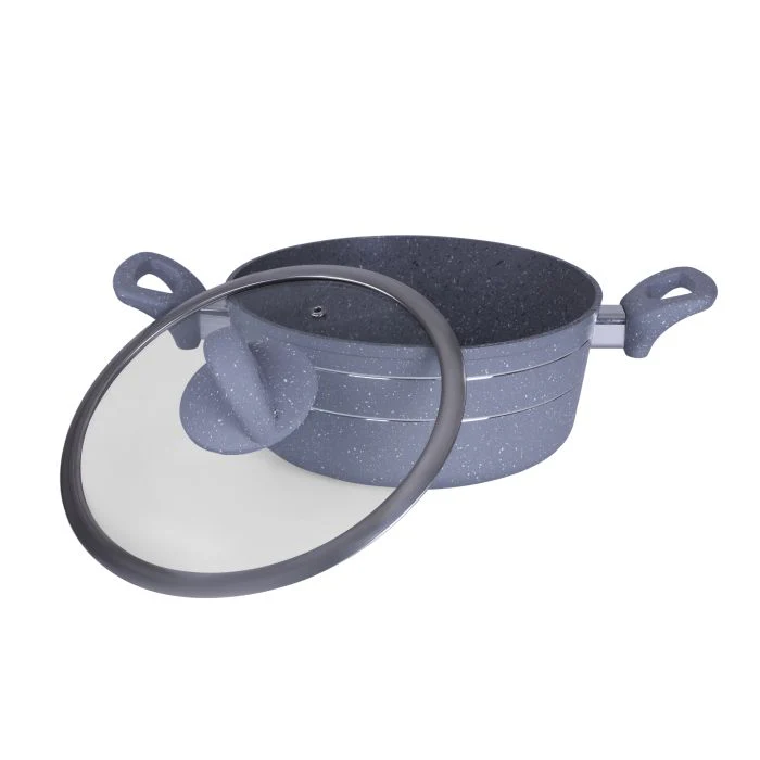 Royalford RF9468 Smart Granite Series Casserole  | Forged Aluminium Marble Coated Induction Compatible Cooking Pot | Glass Lid | Perfect For Healthy Everyday Cooking - Image 2