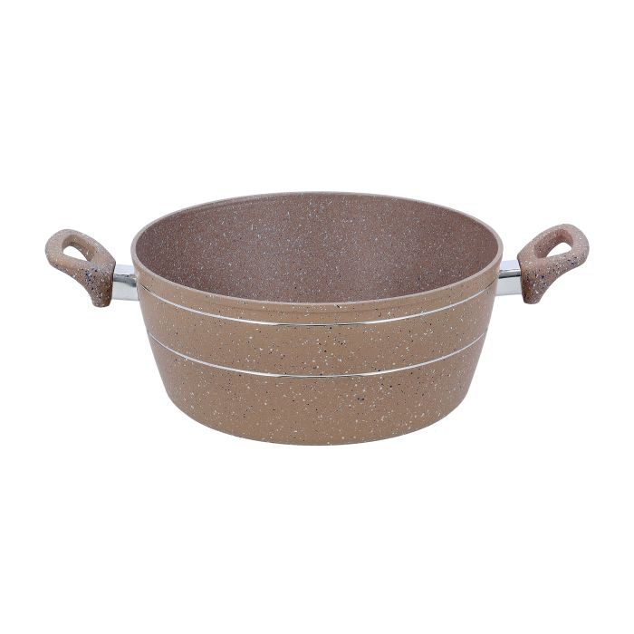 Royalford RF9470BGE Smart Granite Series Casserole | Forged Aluminium Body | 5-Layer Granite Coating | Soft-Touch Handles | Tempered Glass Lid with Wide Steel Frame - Image 3