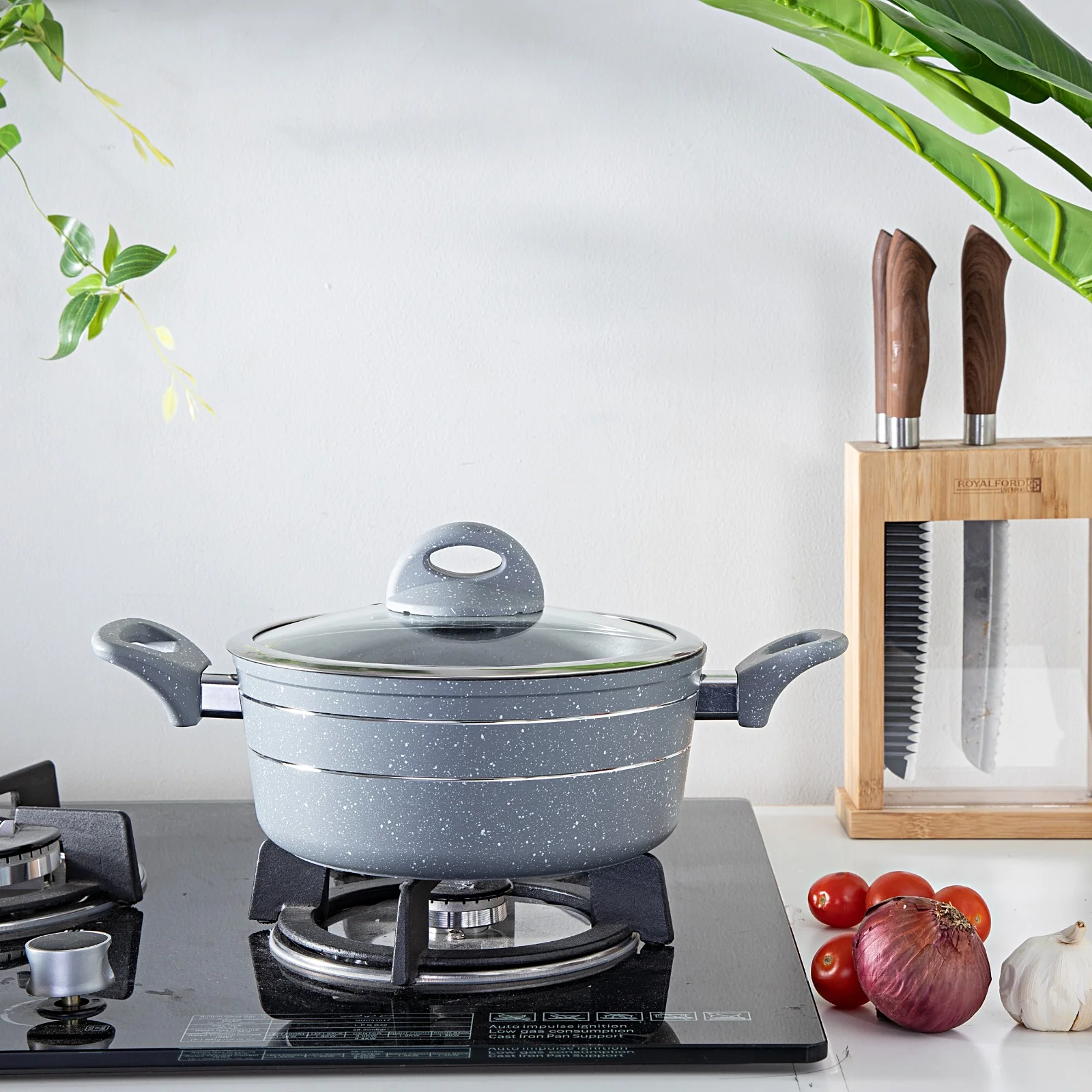 Royalford RF9471 Smart Casserole  30cm Size |  Non Stick Aluminium Body|  Tempered Glass Lid |  Soft Touch Handles |  Perfect for Everyday Home Cooking | Stylish Design - Image 3