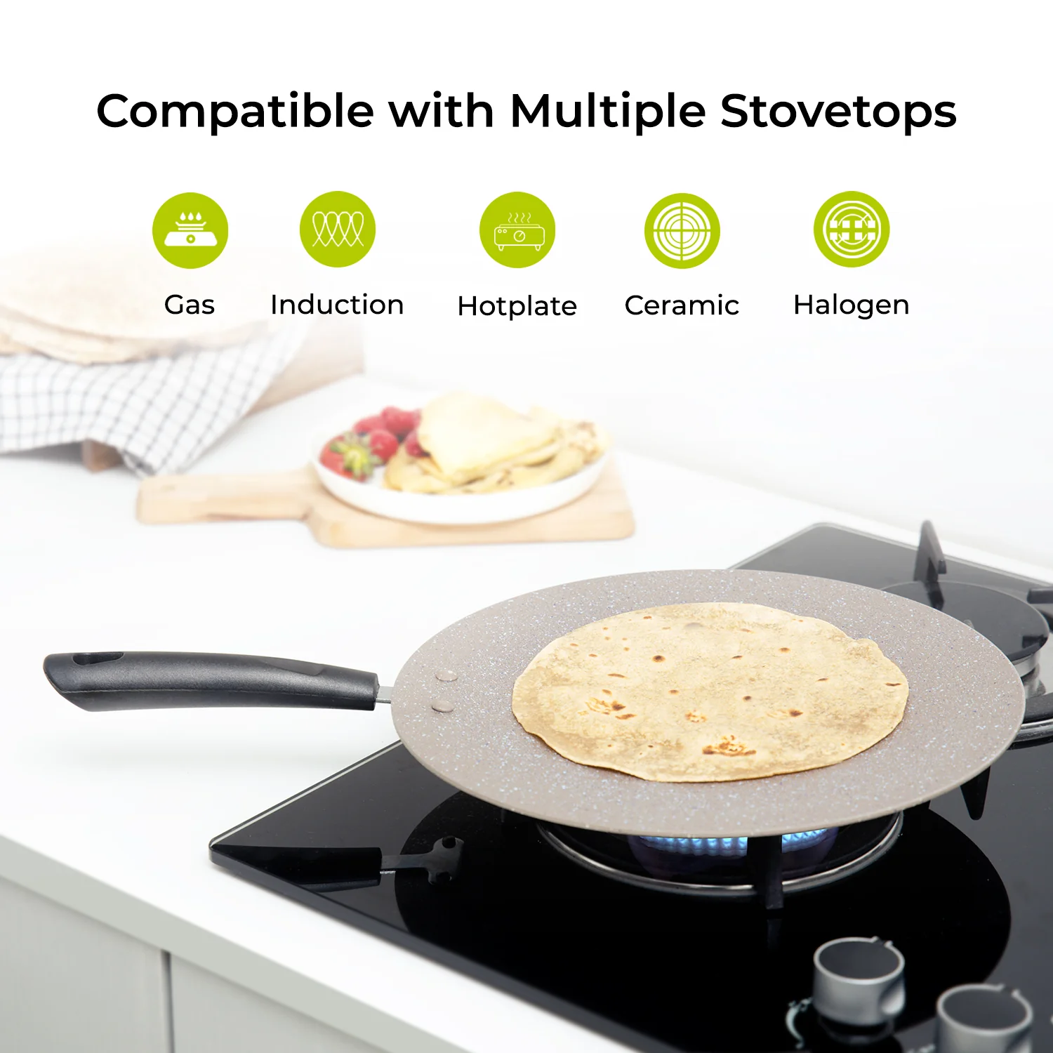 Royalford RF9507BGE Smart Granite Series 30cm Tawa | 5-Layer Non-Stick Forged Aluminium Flat Tawa | 3mm Thick Body | Perfect for Roti, Dosa, Pancake & Healthy Cooking - Image 3