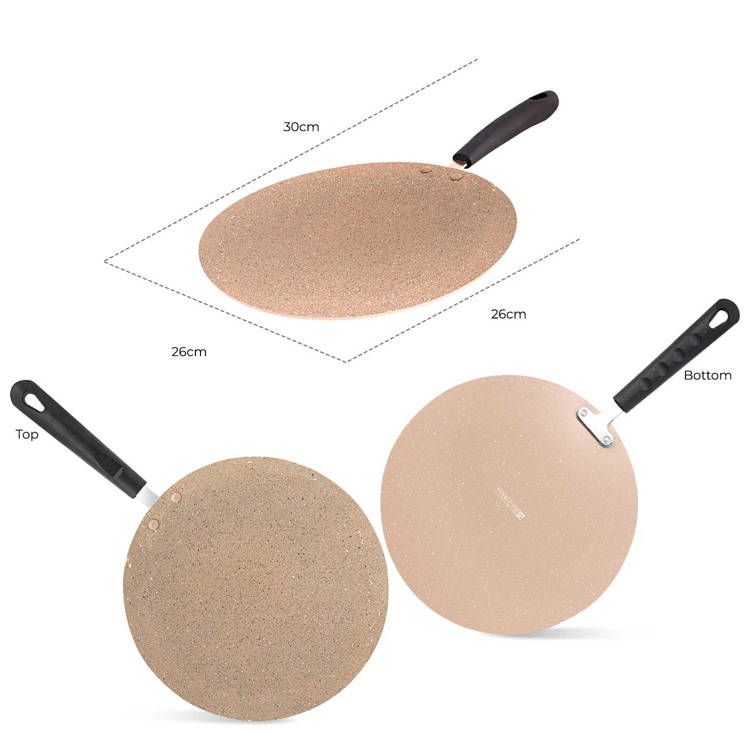 Royalford RF9507BGE Smart Granite Series 30cm Tawa | 5-Layer Non-Stick Forged Aluminium Flat Tawa | 3mm Thick Body | Perfect for Roti, Dosa, Pancake & Healthy Cooking - Image 5