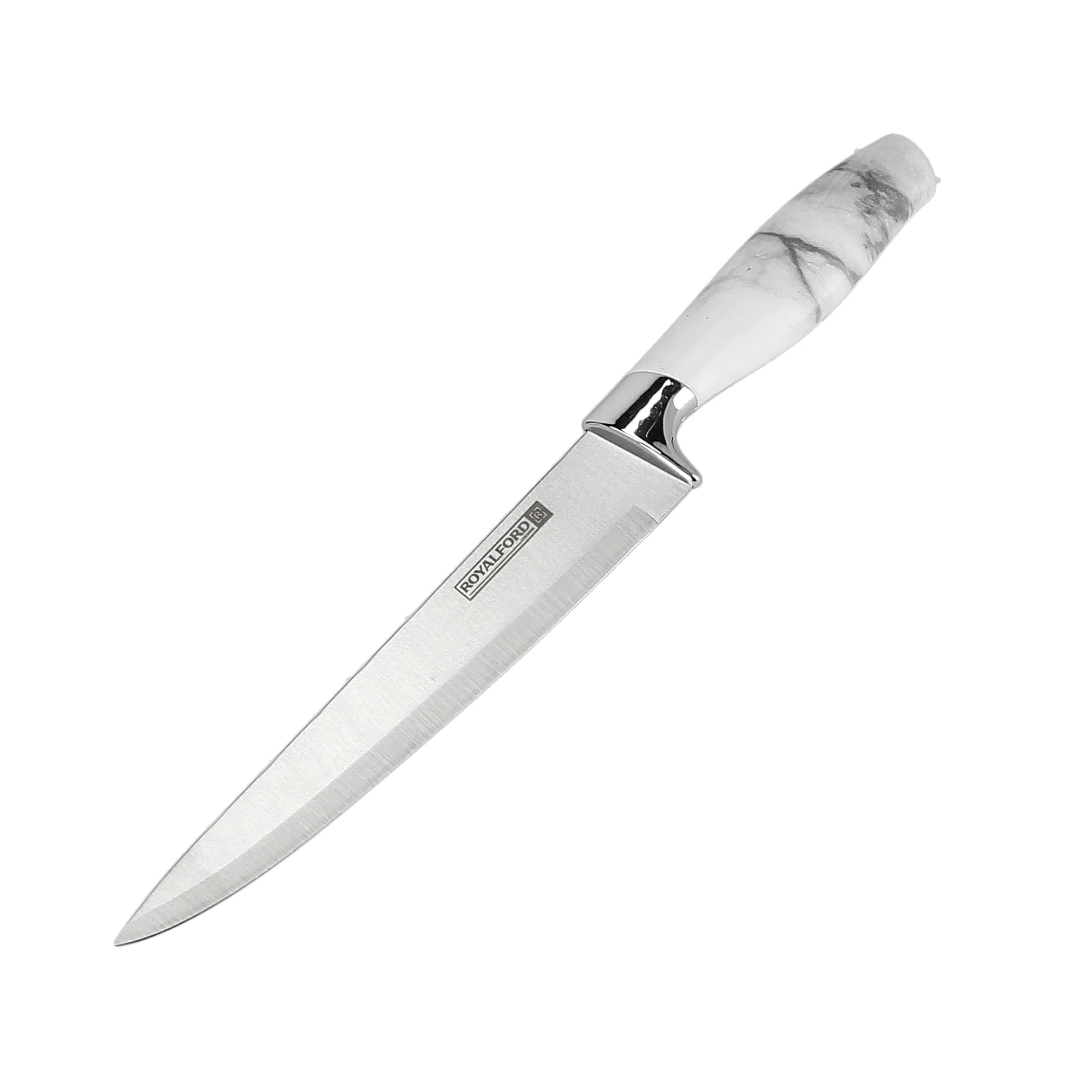 Royalford RF9533 8 Inch Slicer Knife | Marble Design Stainless Steel Blade | Ergonomic Comfortable Handle | Dishwasher Safe Kitchen Knife for Meat, Fish & Vegetables Use