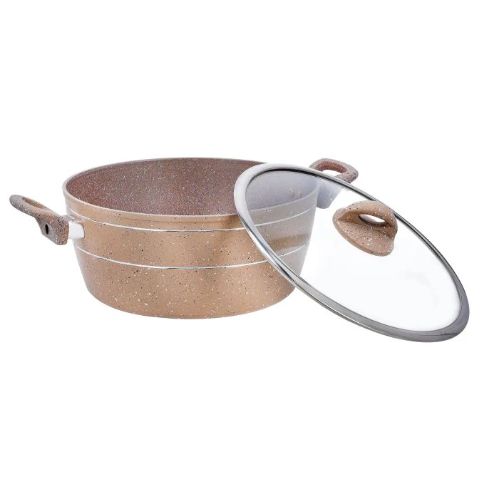 Royalford RF9555BGE Smart Granite Series 9 Pieces Cookware Set with Lids | Forged Aluminium Granite Coating | Induction Compatible | PTFE & PFOA Free |Tempered Glass Lids - Image 4