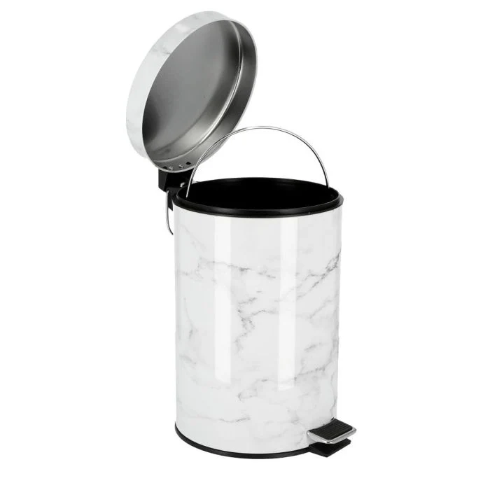 Royalford RF9581 5L Marble Design Dust Bin - Portable Light Weight Household Round Rubbish Bin with Ergonomic Design & Compact Lid | Comfortable Handle| Perfect for Bathroom, Kitchen, Office & More - Image 4