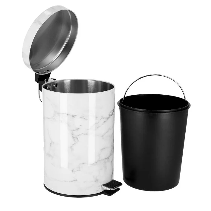 Royalford RF9584 20L Marble Design Dust Bin - Portable Light Weight Household Round Rubbish Bin with Ergonomic Design & Compact Lid | Comfortable Handle| Perfect for Bathroom, Kitchen, Office & More - Image 4