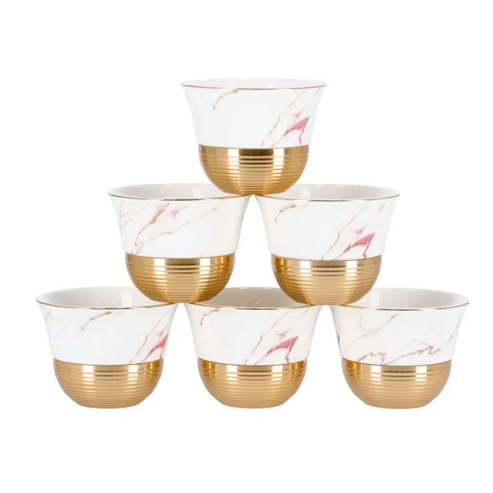 Royalford RF9638 6Pcs Thick Wall Porcelain Cawa Set - Insulated Walled Heat Resistant Cappuccino Latte Tea Drinking Mugs for Hot and Cold Drinks | Dishwasher Washer Safe | Ideal for Housewarming Gifts - Image 2
