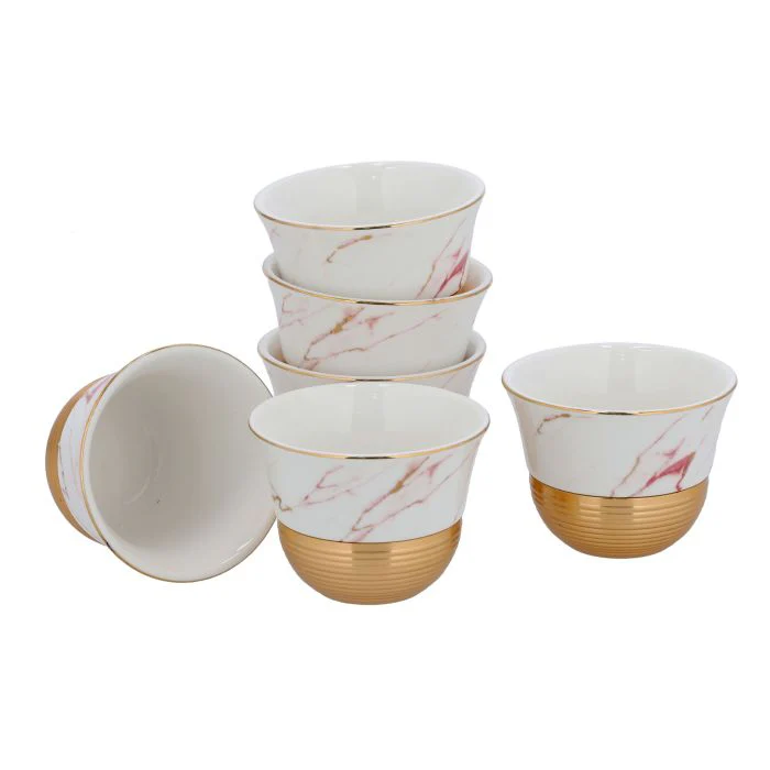 Royalford RF9638 6Pcs Thick Wall Porcelain Cawa Set - Insulated Walled Heat Resistant Cappuccino Latte Tea Drinking Mugs for Hot and Cold Drinks | Dishwasher Washer Safe | Ideal for Housewarming Gifts - Image 3
