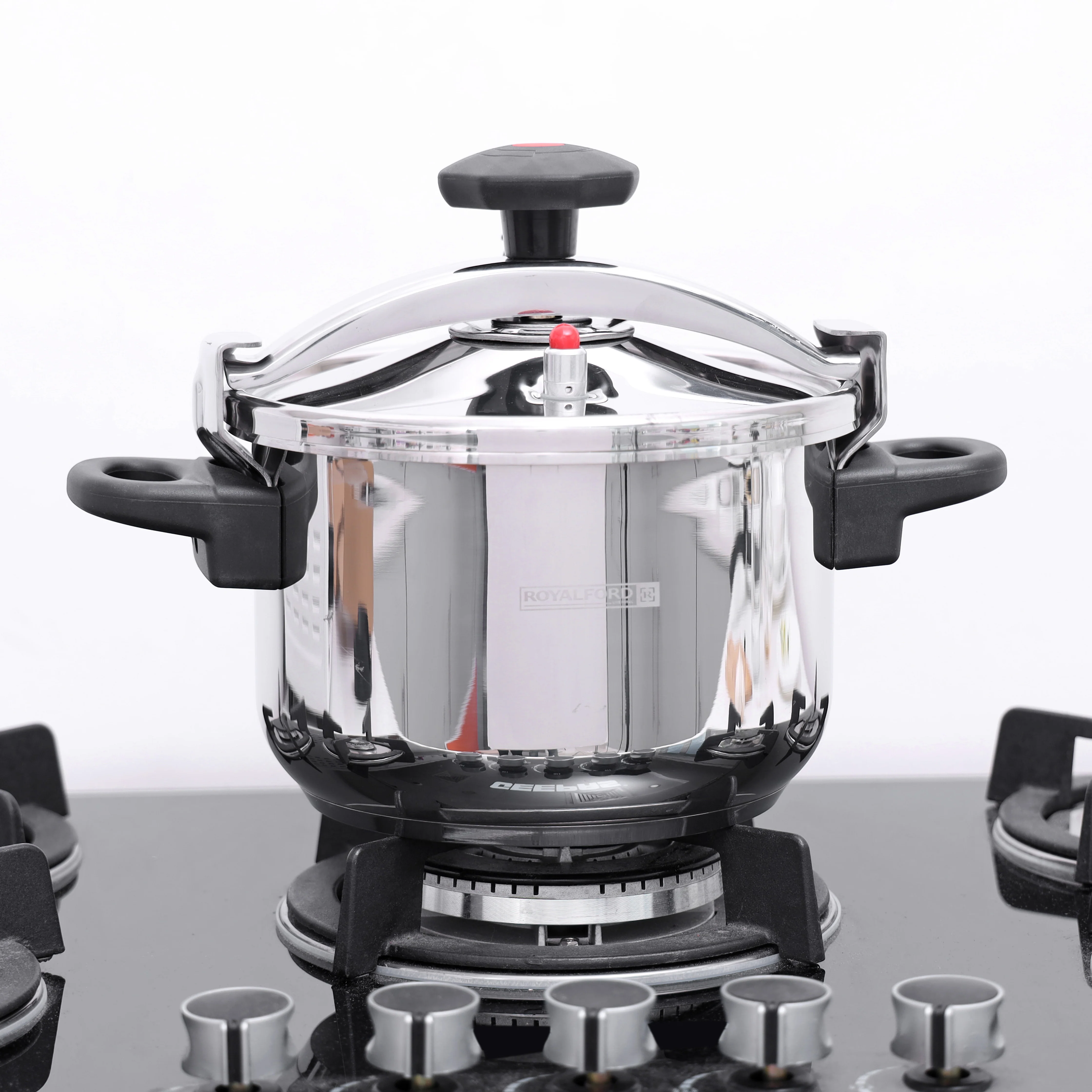 Royalford RF9651 Stainless Steel Pressure Cooker 9 Litre | Family Size Induction Compatible Pressure Cooker | Advanced Multi-Safety Device | Extra Thick Durable Body - Image 3