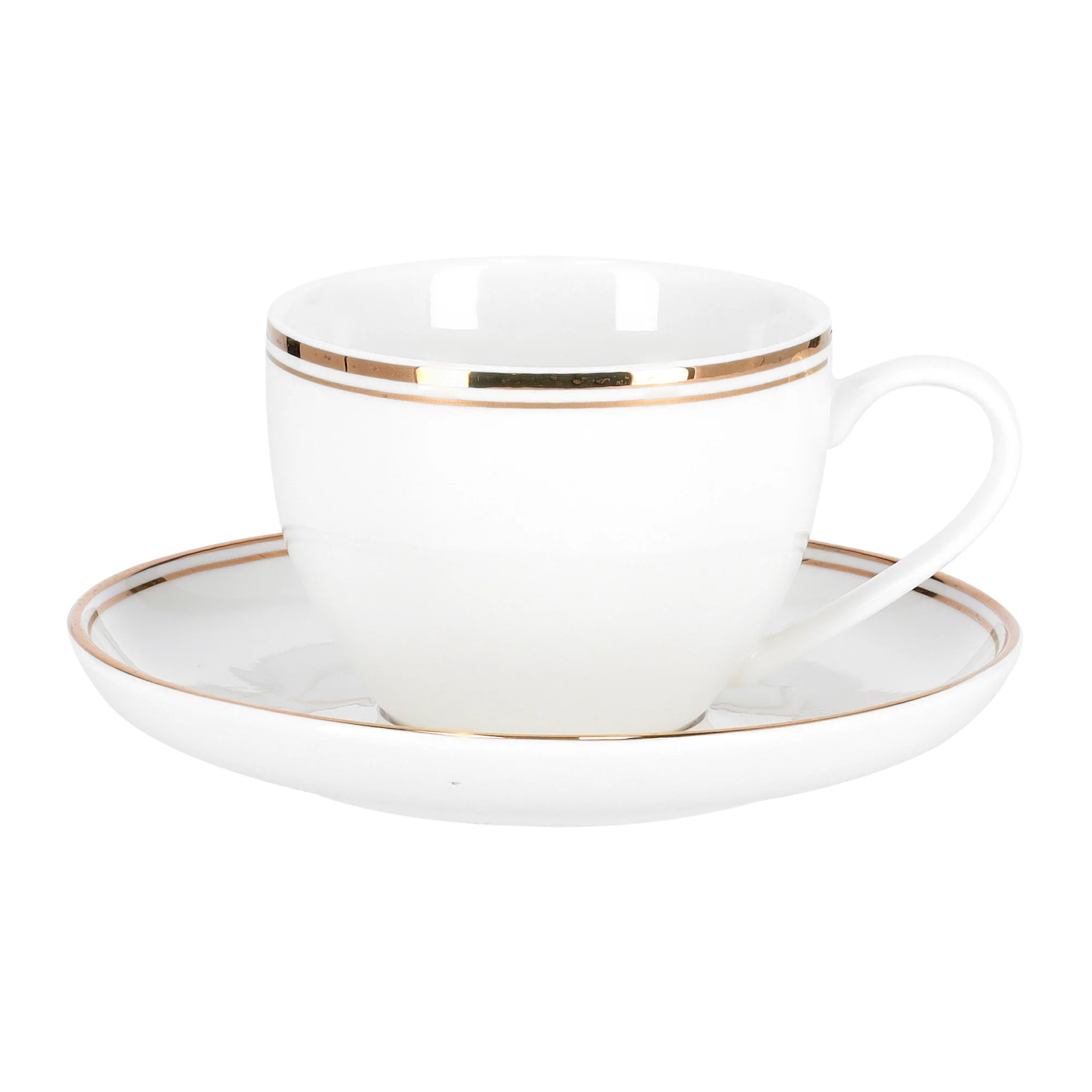 Royalford RF9653 6PCS Bone China Cup & Saucer Set | 220ml Capacity | Pearl White Finish with Elegant Golden Rim | Durable & extra chip-resistant Tea & Coffee Cups - Image 5