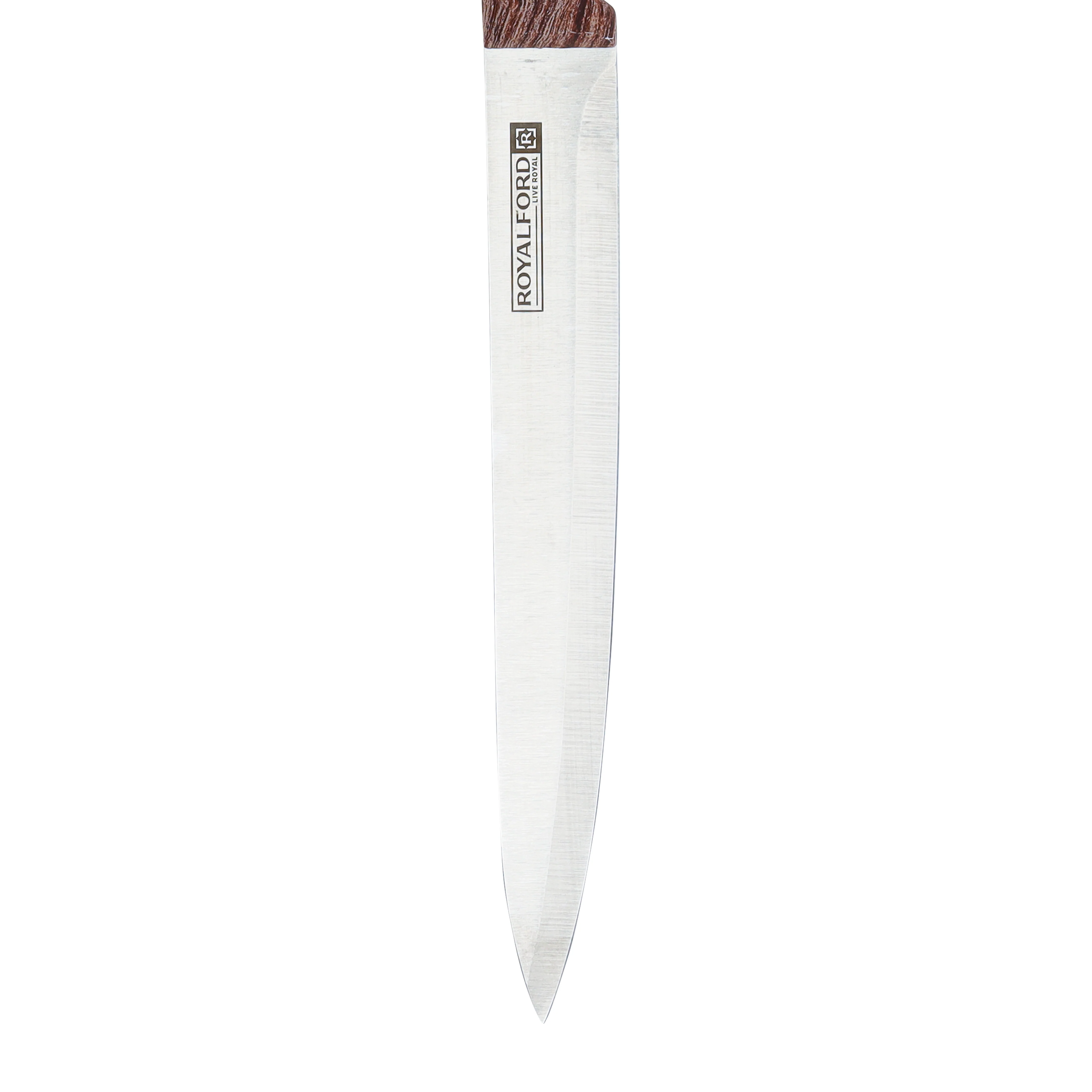 Royalford RF9661 8 Inch Stainless Steel Slicer Knife | Wooden Handle| Sharp Professional Kitchen Knife for Meat, Fish & Vegetable Slicing | Perfect For Daily Cutting Task - Image 3