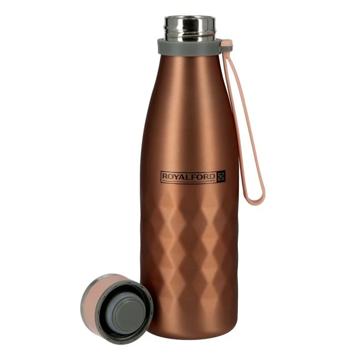 Royalford RF9670 550ml Stainless Steel Sports Water Bottle - Reusable Water Bottle Wide Mouth with Hanging Clip | Sports Bottle | Perfect while Travelling, Camping, Trekking & More | 1 Year Warranty (Rose Gold) - Image 4