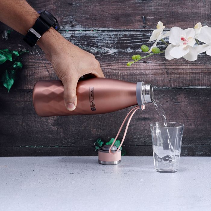 Royalford RF9670 550ml Stainless Steel Sports Water Bottle - Reusable Water Bottle Wide Mouth with Hanging Clip | Sports Bottle | Perfect while Travelling, Camping, Trekking & More | 1 Year Warranty (Rose Gold) - Image 6