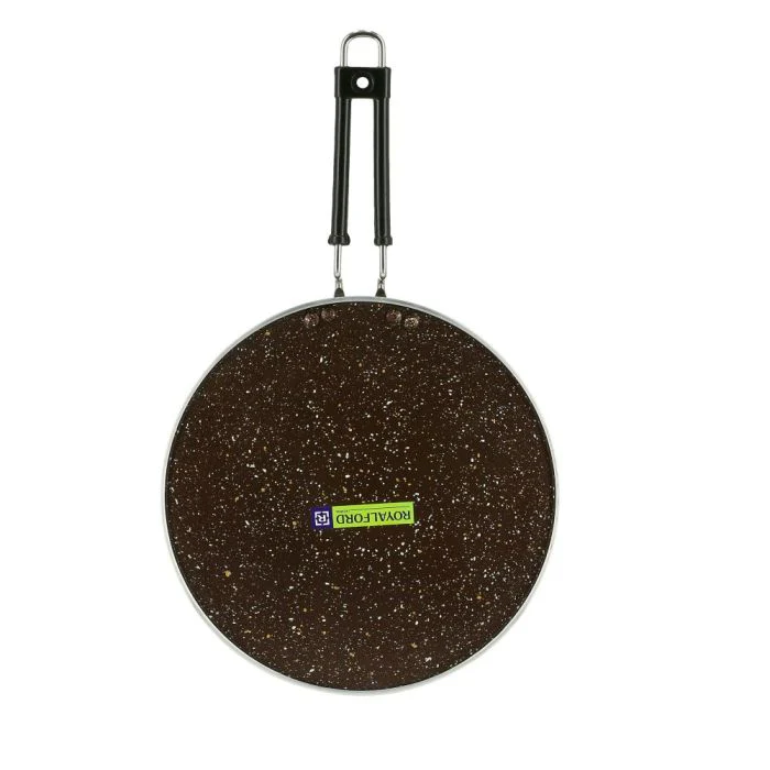 Royalford RF9704 Aluminium Granite Non-Stick Flat Tawa | Cool Touch Long Handle | Multipurpose Cooking Pan | Even Heat Distribution & Multi-Hob Compatibility Use Ready - Image 3