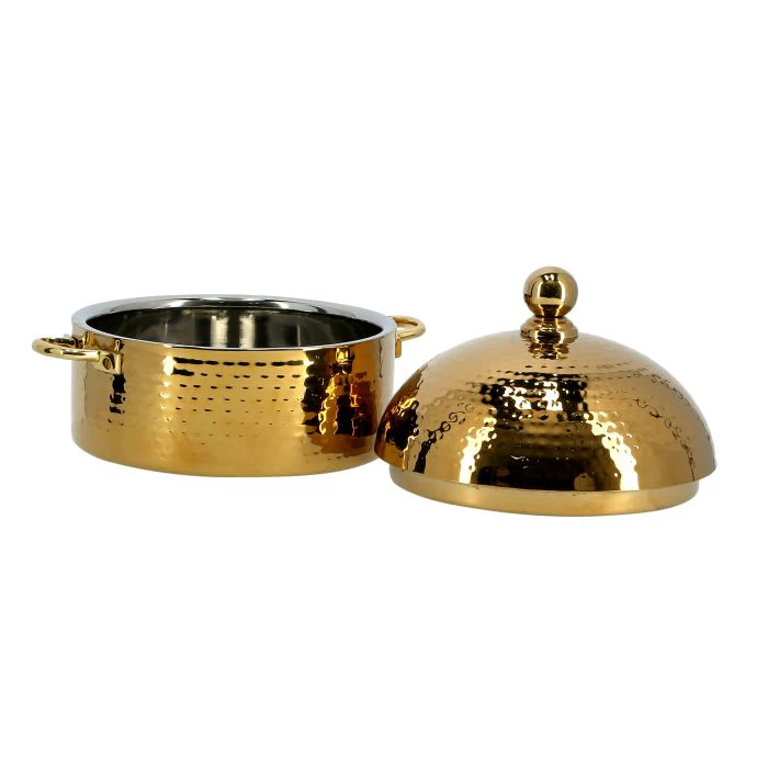 Royalford RF9722 4L Stainless Steel Monarch Dome Hot Pot | Insulated Serving Dish with Lid | Comfortable Handle | Ideal Catering, Storage Saver for Everyday Use | Keeps Food Warm or Cold (Gold) - Image 2