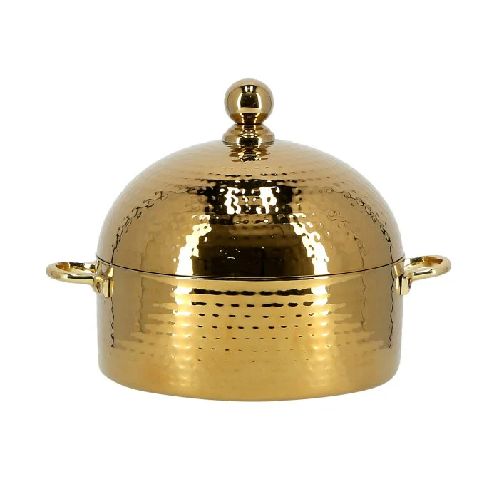 Royalford RF9722 4L Stainless Steel Monarch Dome Hot Pot | Insulated Serving Dish with Lid | Comfortable Handle | Ideal Catering, Storage Saver for Everyday Use | Keeps Food Warm or Cold (Gold) - Image 3
