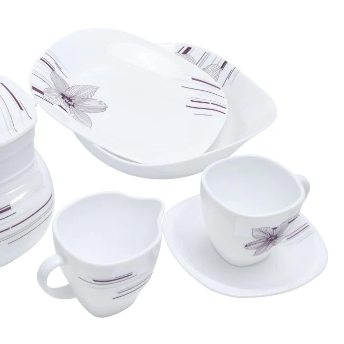 Royalford RF9758 71Pcs Opal Ware Dinner Set - Floral Design Plates, Bowls, Spoons & Salt & Pepper Set | Comfortable Handling | Ideal for Everyday Use, Family Get- Together, Restaurant, Banquet (Multi Colour) - Image 4