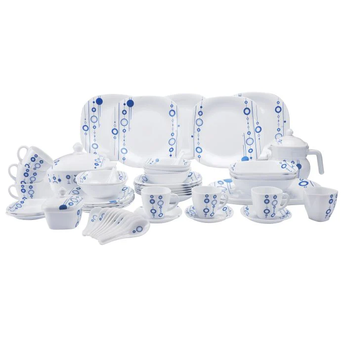 Royalford RF9760 97Pcs Opal Ware Dinner Set - Floral Design Plates, Bowls, Spoons, Cup & Saucer Tea Pot | Comfortable Handling | Ideal for Everyday Use, Family Get- Together, Restaurant, Banquet (Blue Design) - Image 6