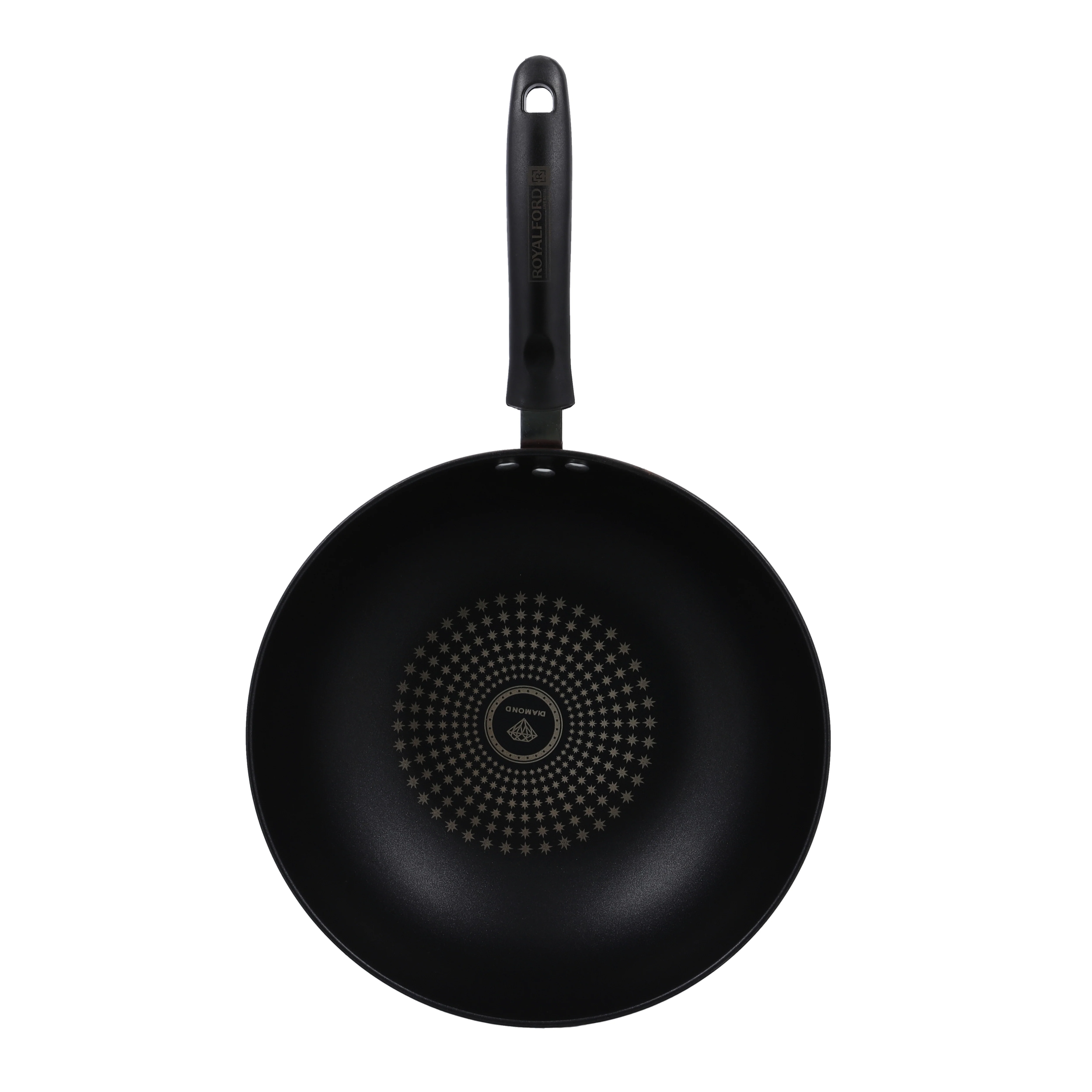 Royalford RF9768 32CM Carbon Steel Wok Pan| Induction Compatible Base| Durable Non-Stick Interior| Heat Resistant Exterior and Strong Ergonomic Handle for Daily Cooking - Image 4
