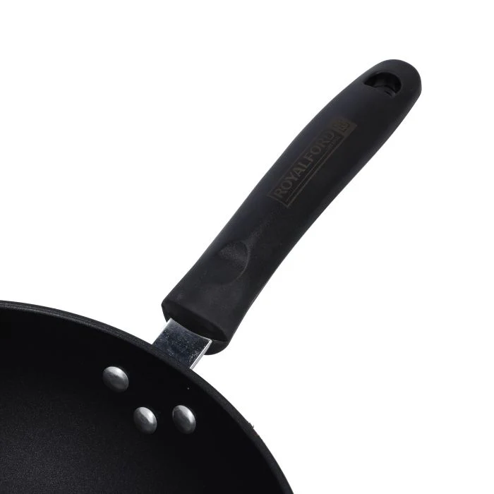 Royalford RF9768 32CM Carbon Steel Wok Pan| Induction Compatible Base| Durable Non-Stick Interior| Heat Resistant Exterior and Strong Ergonomic Handle for Daily Cooking - Image 5