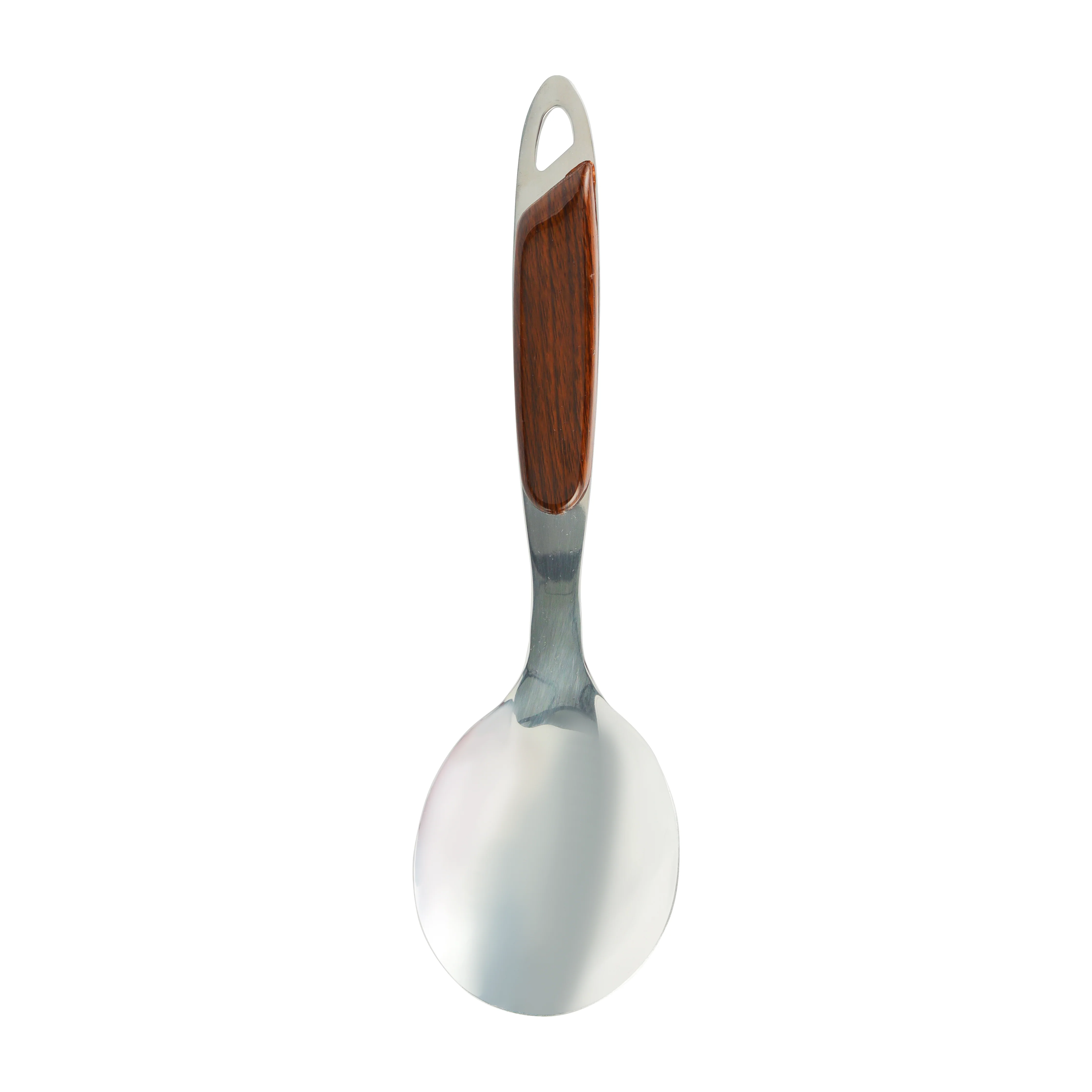 Royalford RF9772 Stainless Steel Rice Spoon | Wooden Finish Polymer Handle for Serving & Cooking | Durable | Ergonomic| Rust-Resistant & Dishwasher Safe Kitchen Utensil - Image 2