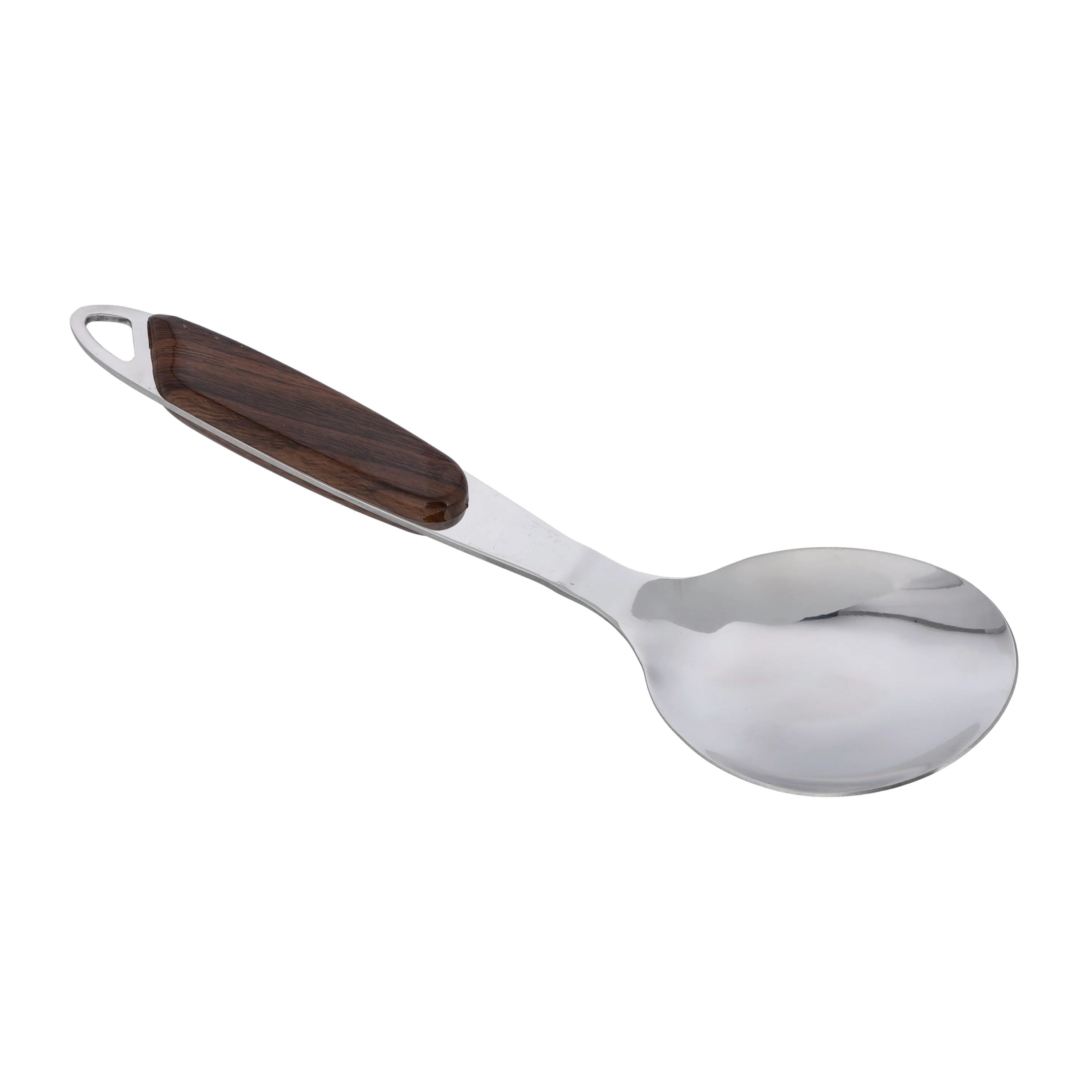 Royalford RF9772 Stainless Steel Rice Spoon | Wooden Finish Polymer Handle for Serving & Cooking | Durable | Ergonomic| Rust-Resistant & Dishwasher Safe Kitchen Utensil - Image 3
