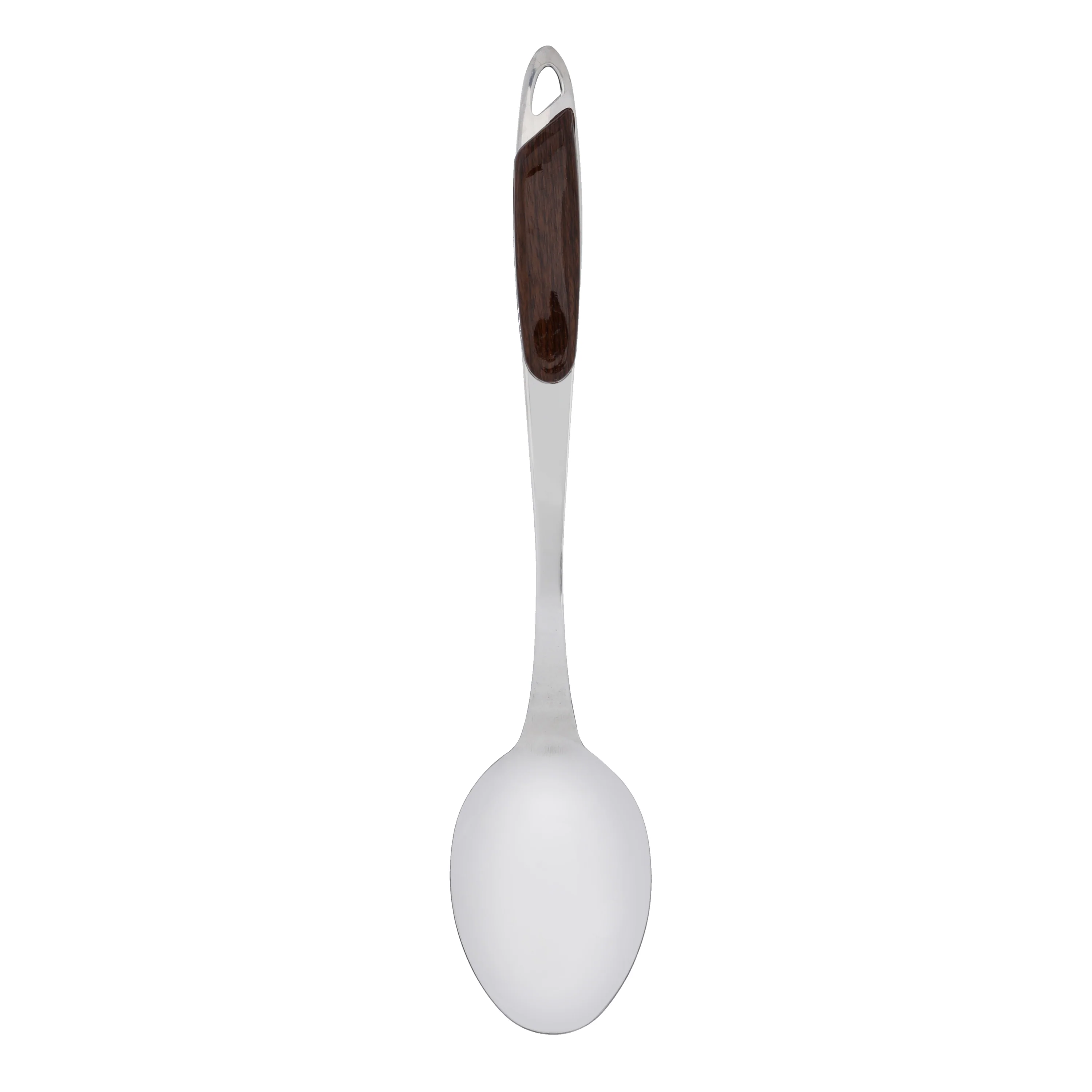 Royalford RF9777 Stainless Steel Serving Spoon | Wooden Finish Polymer Handle for Cooking & Dining Use | Elegant | Durable | Rust-Resistant Kitchen Serving Utensil - Image 2