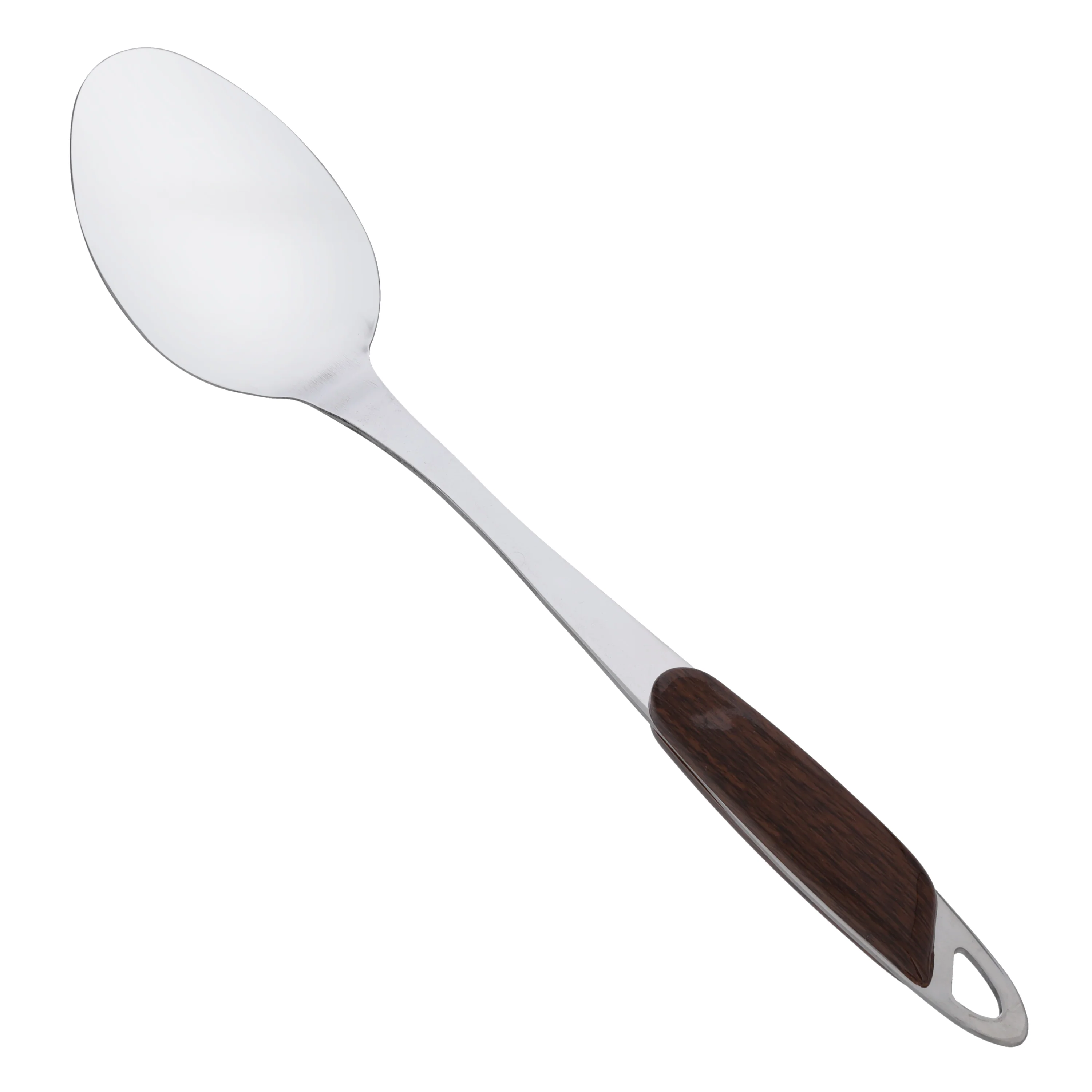 Royalford RF9777 Stainless Steel Serving Spoon | Wooden Finish Polymer Handle for Cooking & Dining Use | Elegant | Durable | Rust-Resistant Kitchen Serving Utensil - Image 3