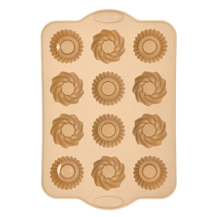 Royalford RF9800 Muffin Pan Beige 12 Cup (34x22 cm) - Cupcake Tray/Baking Pan - Silicone Build, Easy Release Mince Pie/Cupcake Tin - Ideal for Cupcakes Muffin Pie Yorkshire Pudding Baking - Image 2