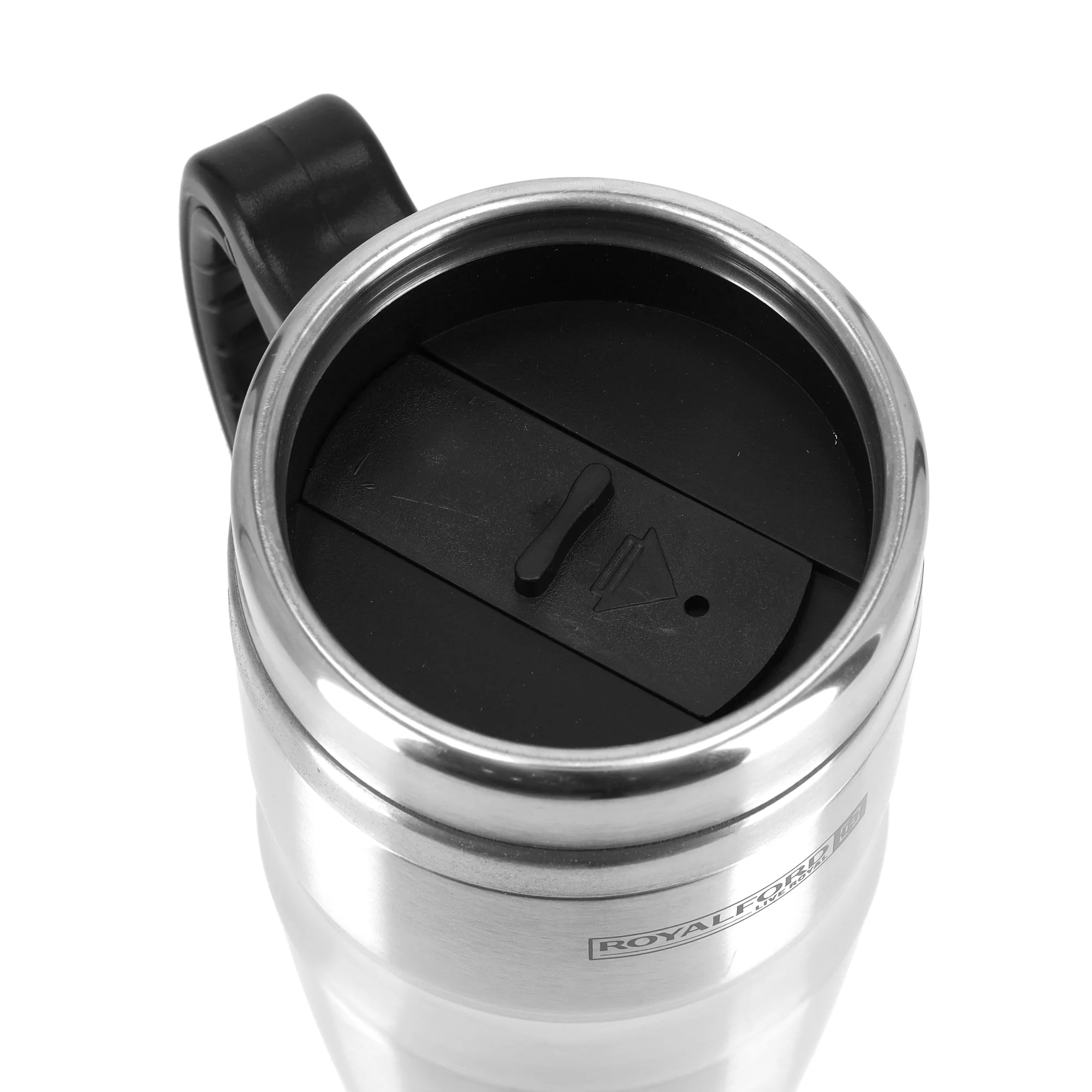 Royalford RF9817 Double Wall Stainless Steel Travel Mug 480ml  | Ergonomic Handle  | BPA Free Insulated Mug for Hot and Cold Beverages, Office, Travel and Daily Use - Image 4