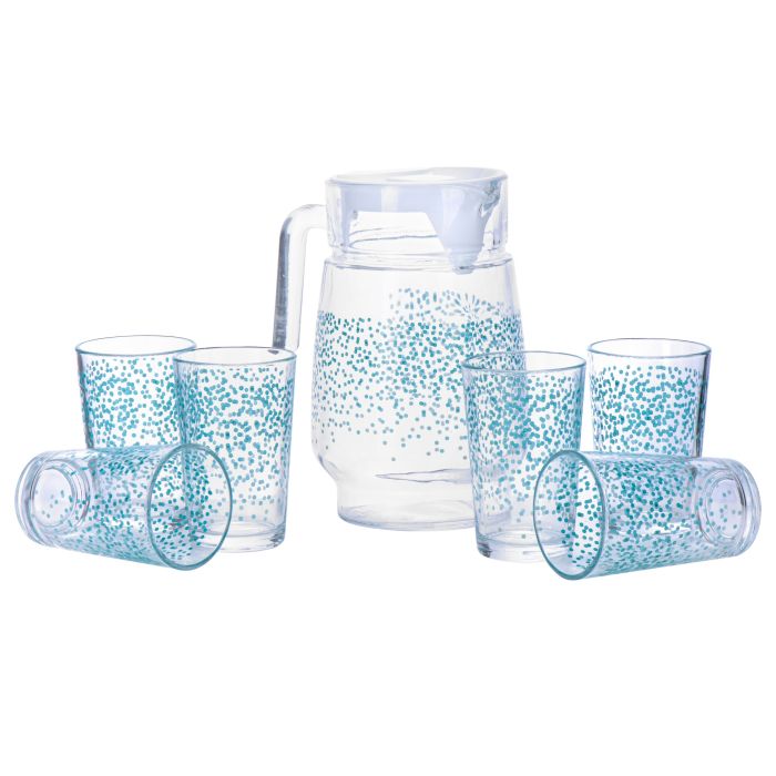 Royalford RF9830 7-Pcs Glass Water Jug & Tumbler Set | Premium-Quality Durable Glassware |1300ml Jug & 6 Printed Tumblers | Removable Lid for Hygienic Use & Easy Cleaning - Image 4