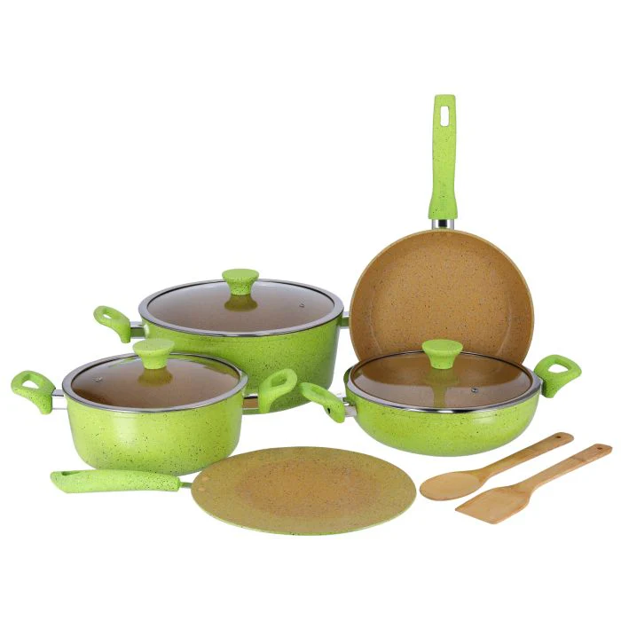 Royalford RF9838 10Pcs Forged Aluminium Cookware Set - 3 Layer Granite Coating Saucepan with lid, Fry Pan, Casseroles with Lids | Cool Handles - Image 3