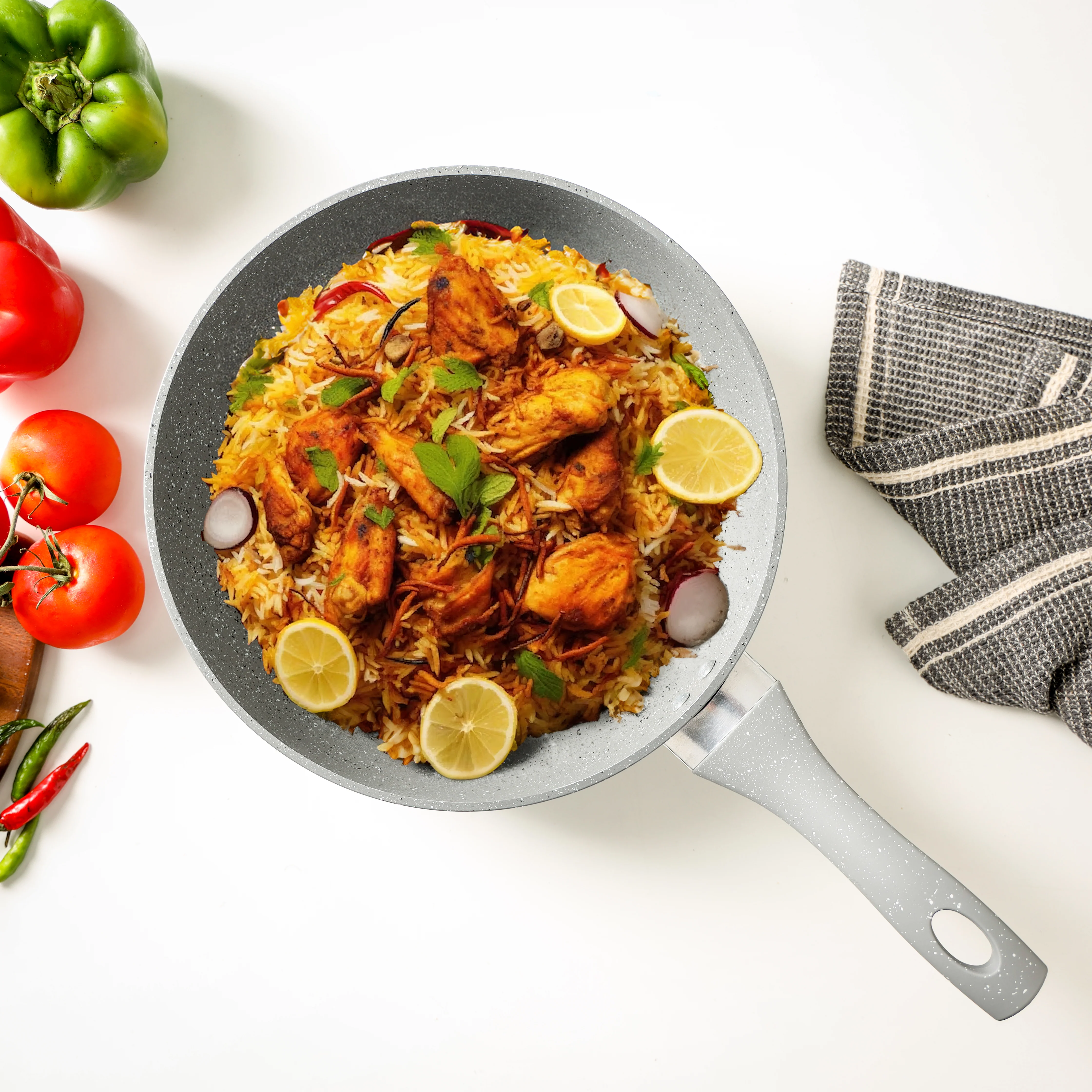 Royalford RF9840 26CM Smart Wok Pan | Durable Marble Coating | Forged Aluminium Body| 3.8MM Induction Bottom & Heat-Resistant Soft-Touch Handle| Multi-Cooktop Compatible - Image 2