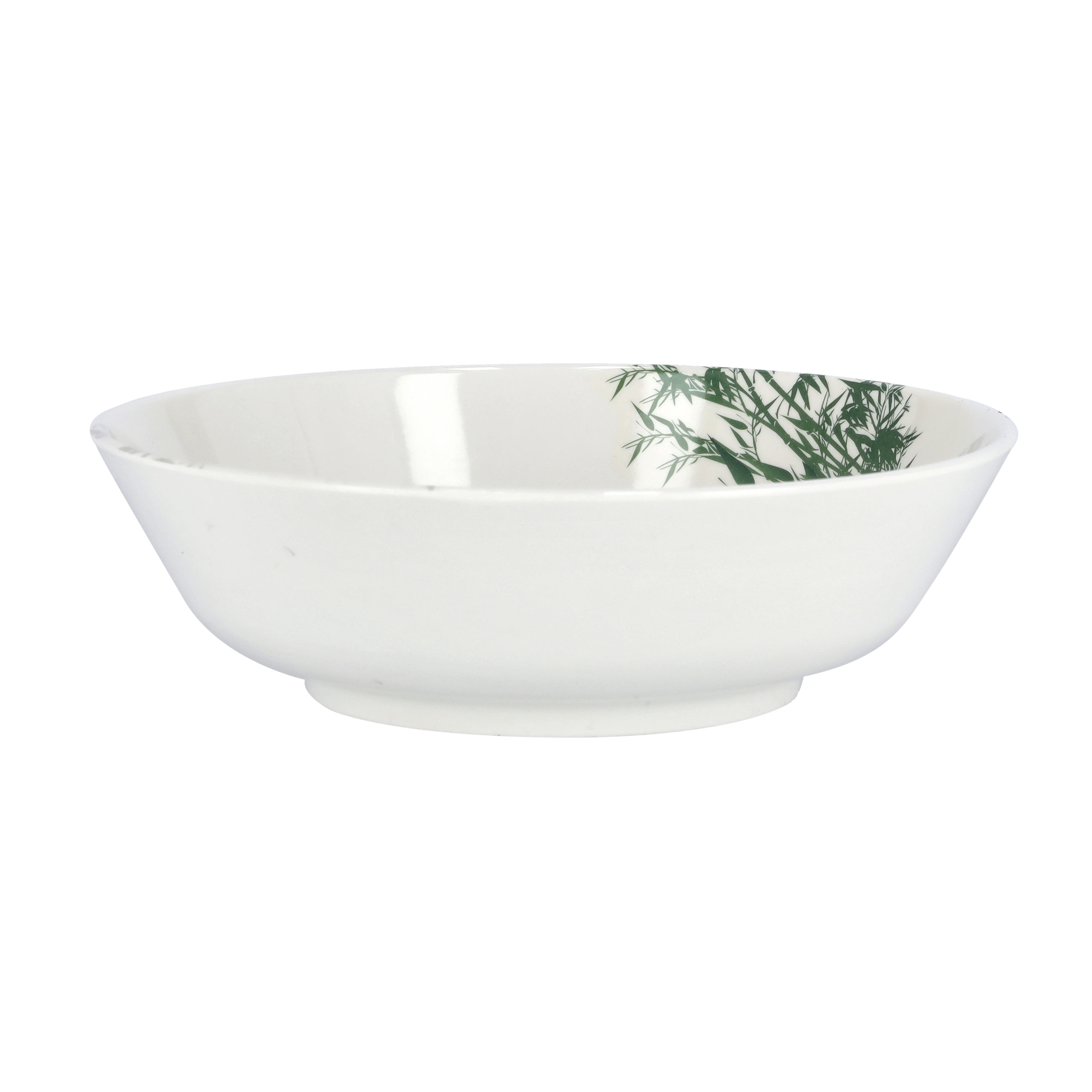 Royalford RF9889 Melamineware Serving Bowl | 8.5 Inch Elegant White Bowl with Minimal Green Print | Durable Lightweight Break Resistant Tableware for Daily Dining Serving - Image 2