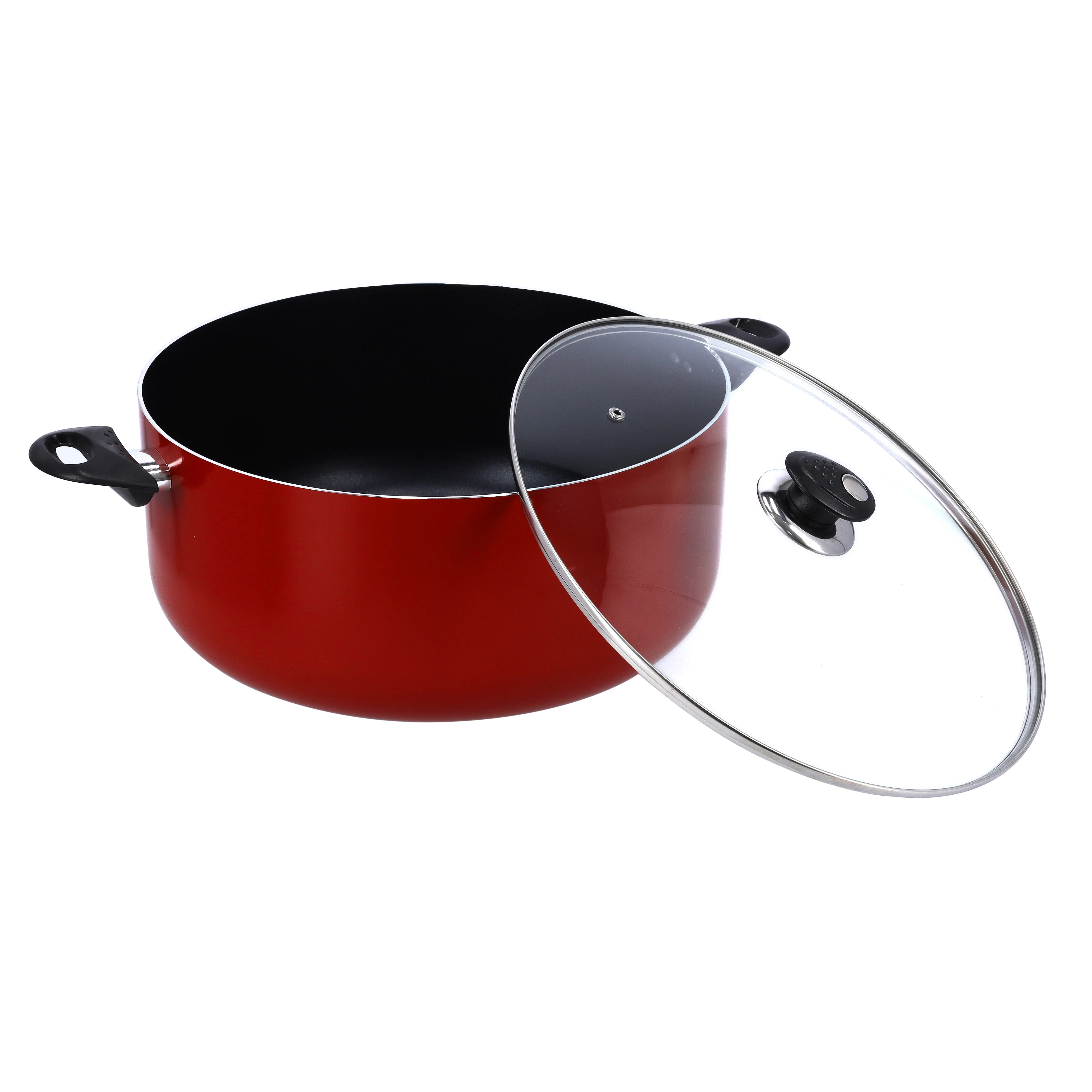 Royalford RF9909 36cm Aluminium Casserole with Lid | 3 Layer | Durable Non Stick Induction Compatible Cookware | Heat Resistant Exterior and Heavy Duty Handles