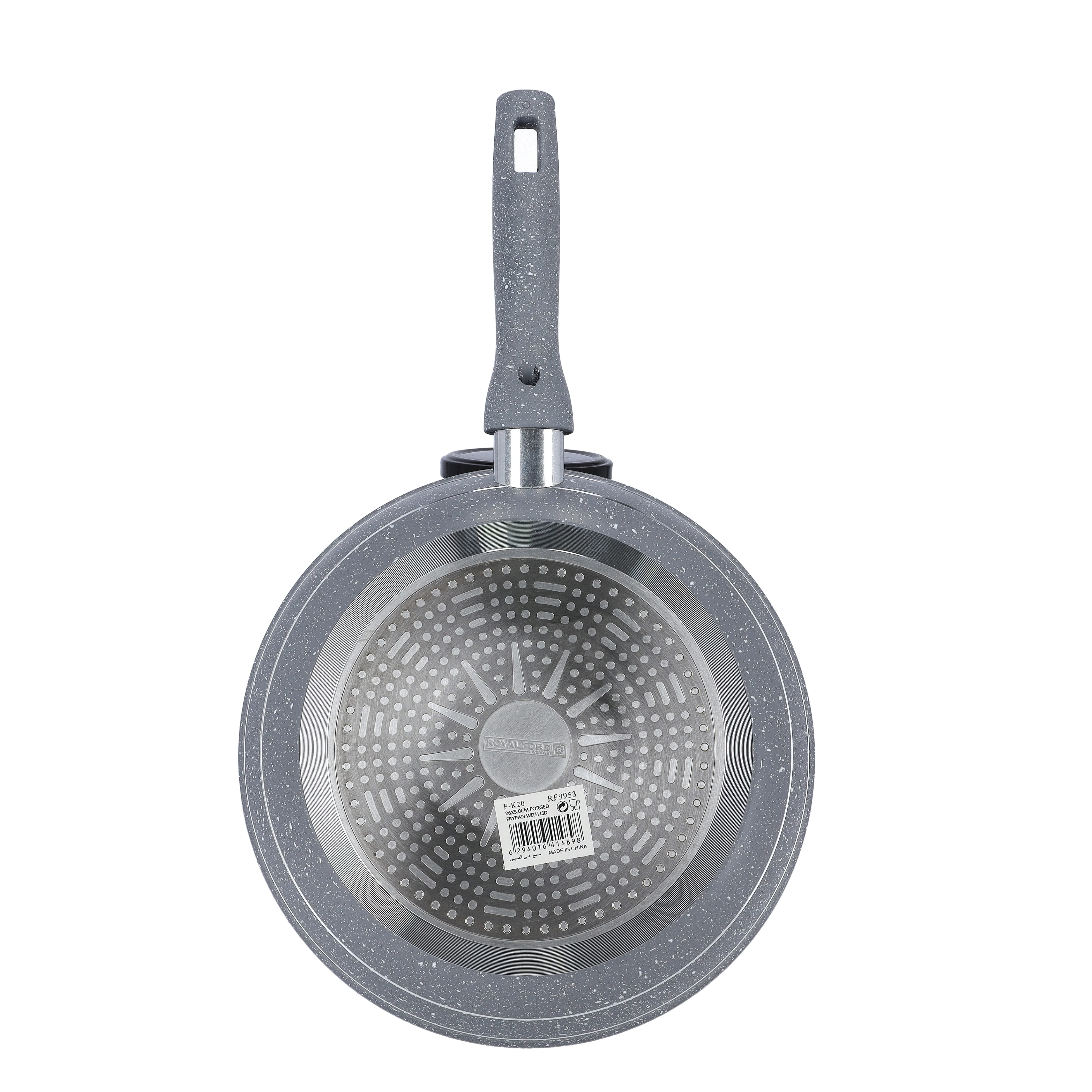 Royalford RF9953 Smart Granite Fry Pan 26cm | 5 Layer Granite Non-Stick Induction Cookware | Forged Aluminium Body | Soft Touch Handle and Tempered Glass Lid - Image 5