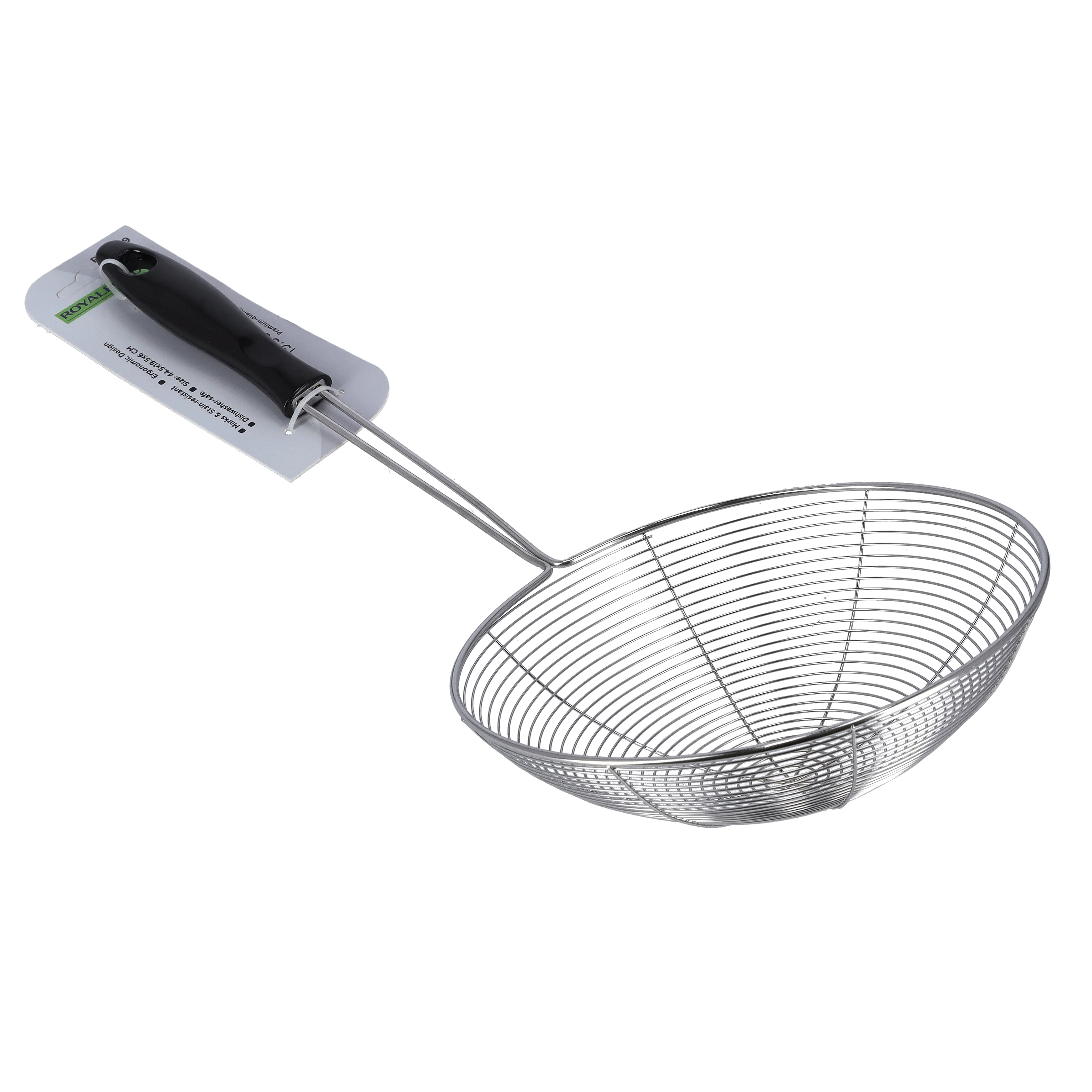 Royalford RF9969 Stainless Steel Skimmer | 19.5cm Wire Mesh Food Strainer | Durable Food Grade Kitchen Skimmer Spoon | Strong Handle for Safe Frying & Fast Oil Draining - Image 3