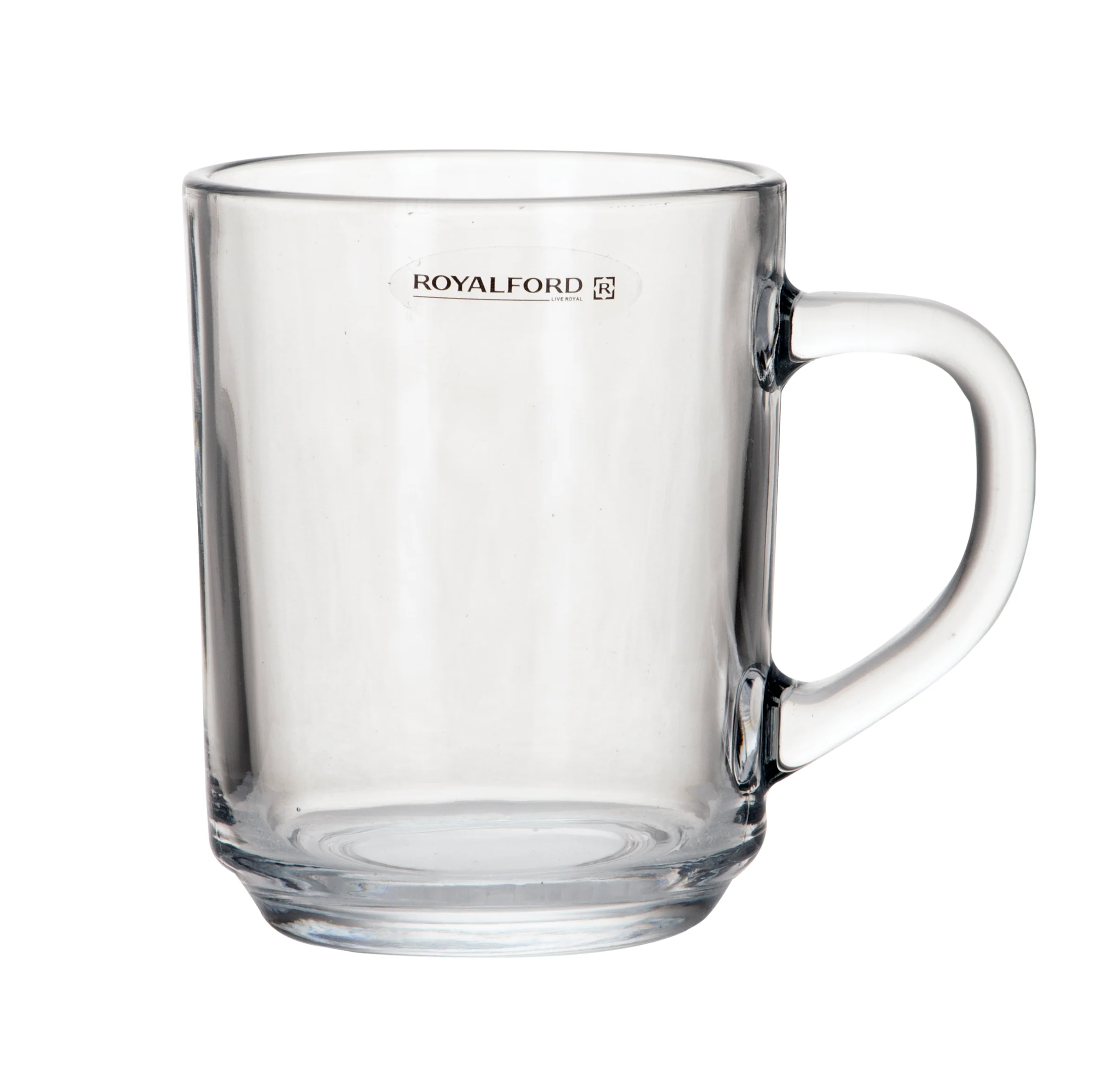 Royalford RF9971 Glass Tumbler Set 3 PCS | 210ml Lead-Free Clear Glass Mugs | Crystal Clear Durable Drinkware | Comfortable Handle | Creative Design& Dishwasher Safe - Image 2