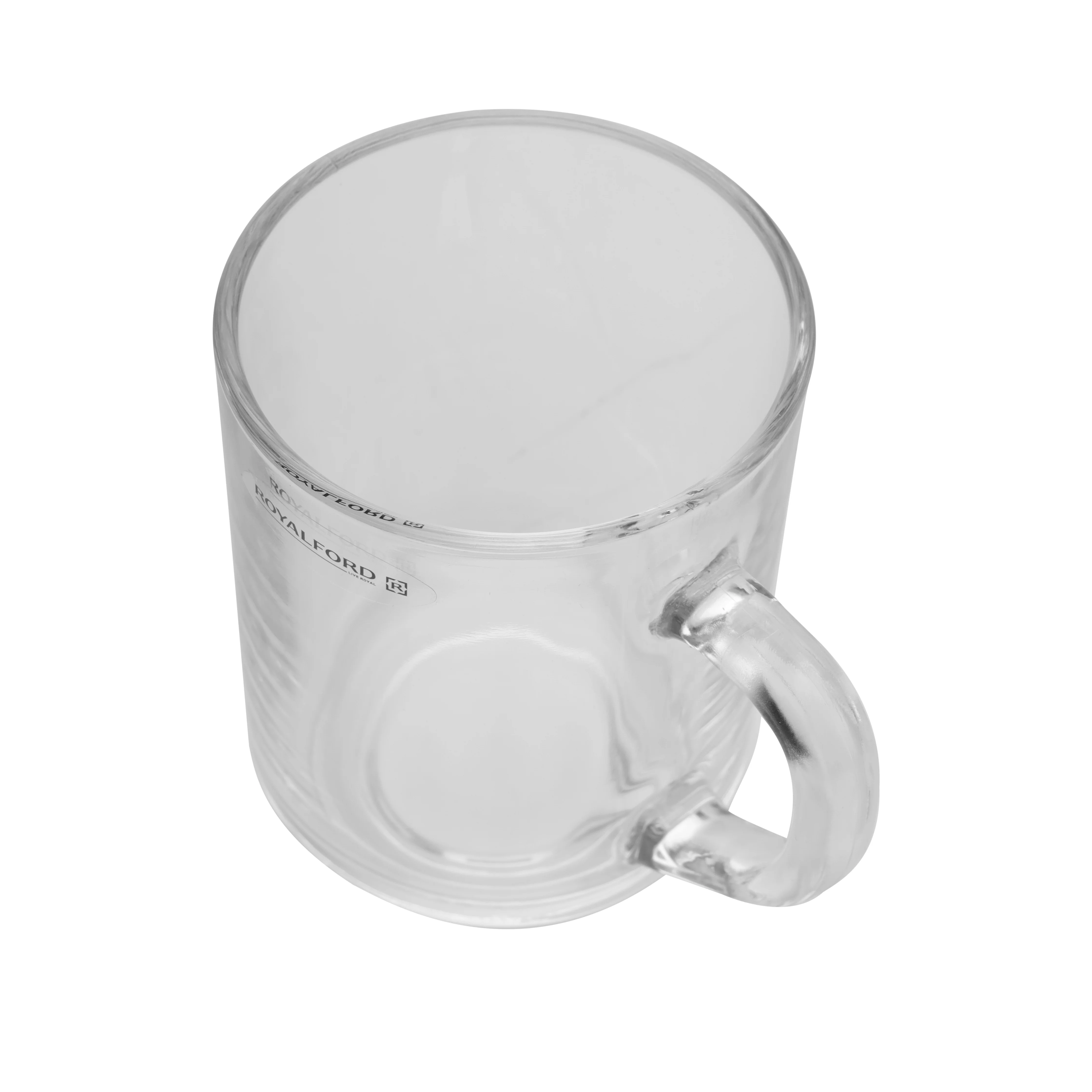 Royalford RF9971 Glass Tumbler Set 3 PCS | 210ml Lead-Free Clear Glass Mugs | Crystal Clear Durable Drinkware | Comfortable Handle | Creative Design& Dishwasher Safe - Image 3