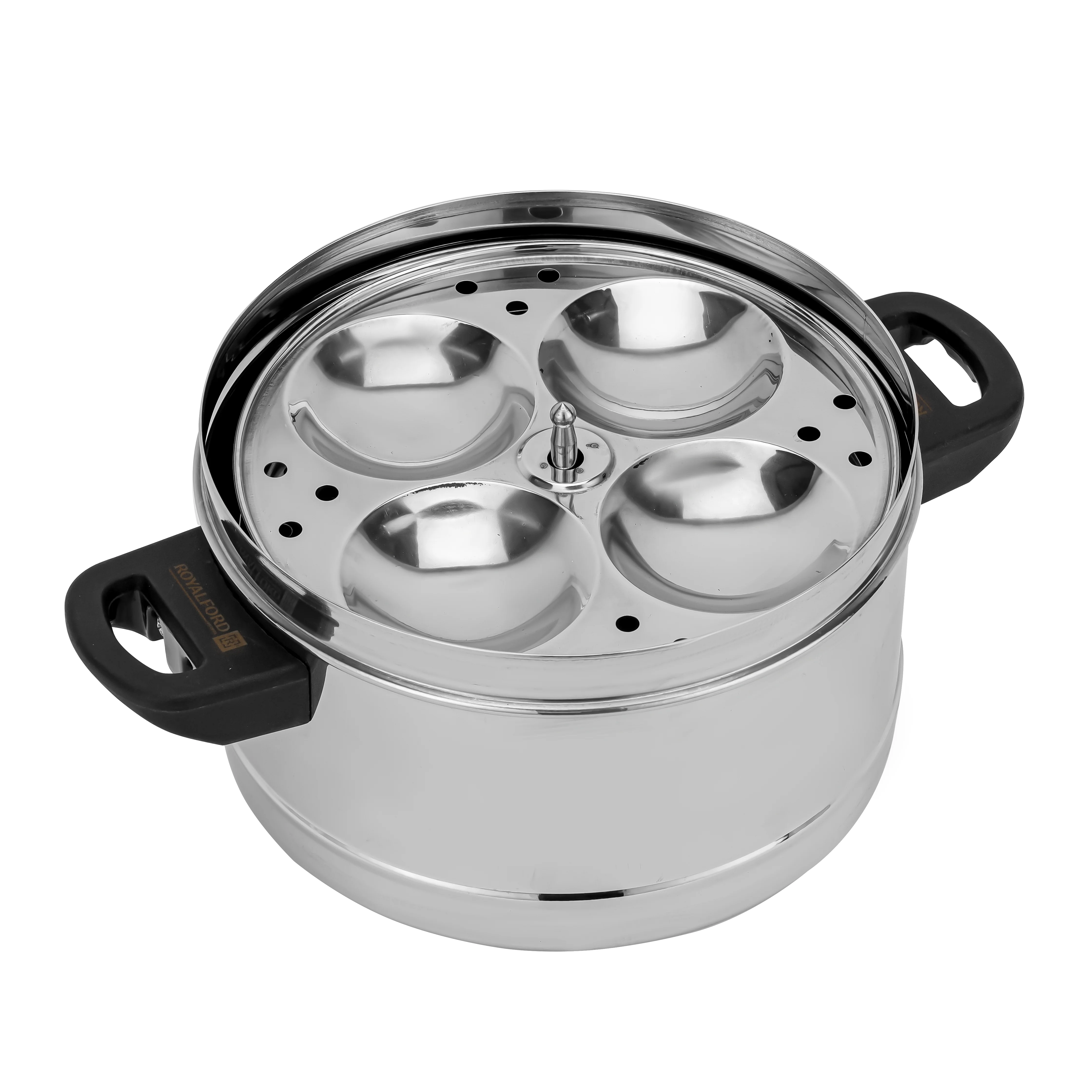Royalford RF9977 Stainless Steel Idly Cooker | 4 Racks Makes 16 Idlis | Mini Hole Mechanism| Induction Compatible | Heat-Resistant Handles | Mirror-Finish Body - Image 4