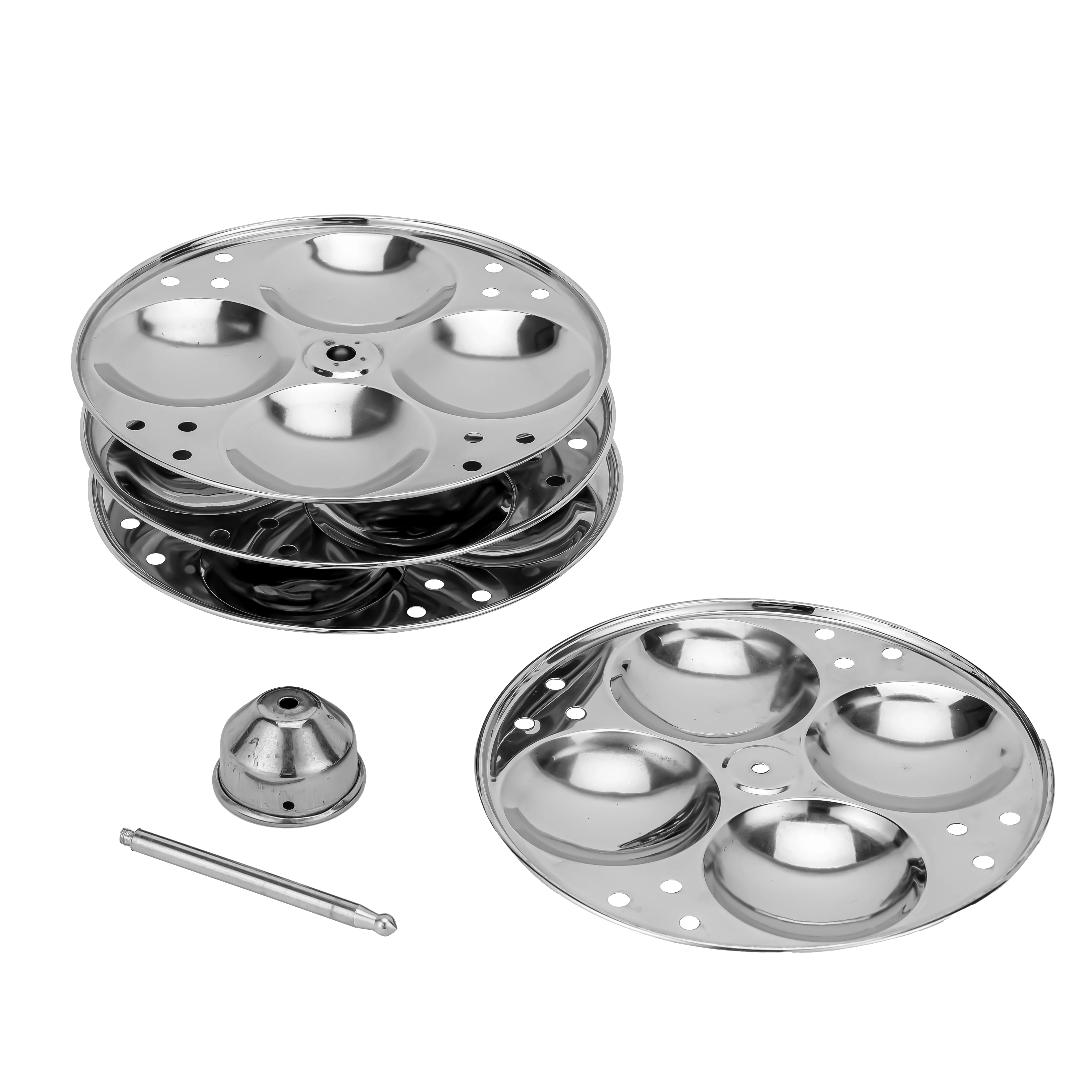 Royalford RF9977 Stainless Steel Idly Cooker | 4 Racks Makes 16 Idlis | Mini Hole Mechanism| Induction Compatible | Heat-Resistant Handles | Mirror-Finish Body - Image 5