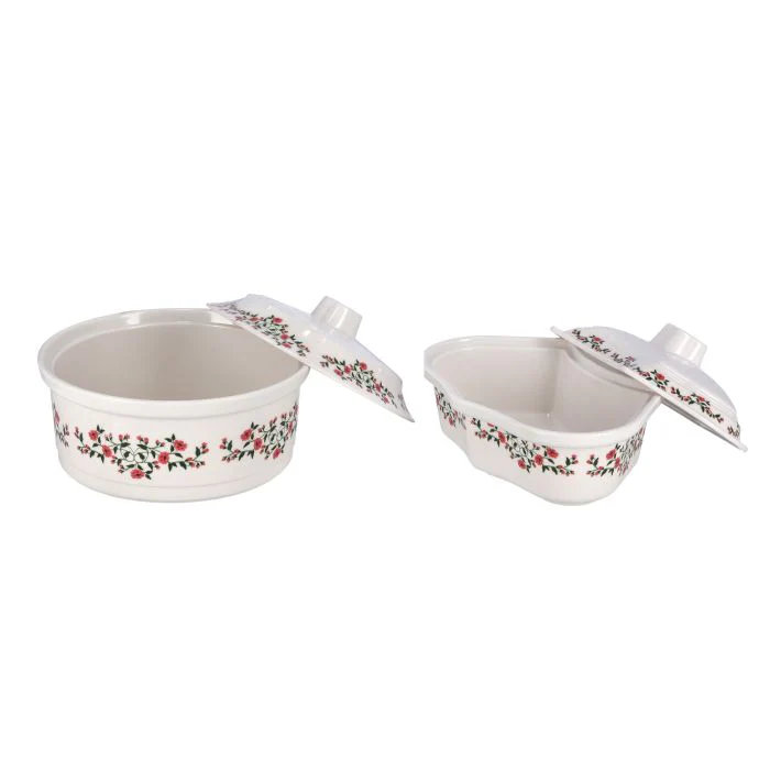 Royalford RF9993 14-Piece Revolving Serving Tray Set | Premium Melamine Floral Design | 2-Tier Rotating Tray with Side & Centre Bowls + Lids | Ideal for Parties & Dining - Image 5