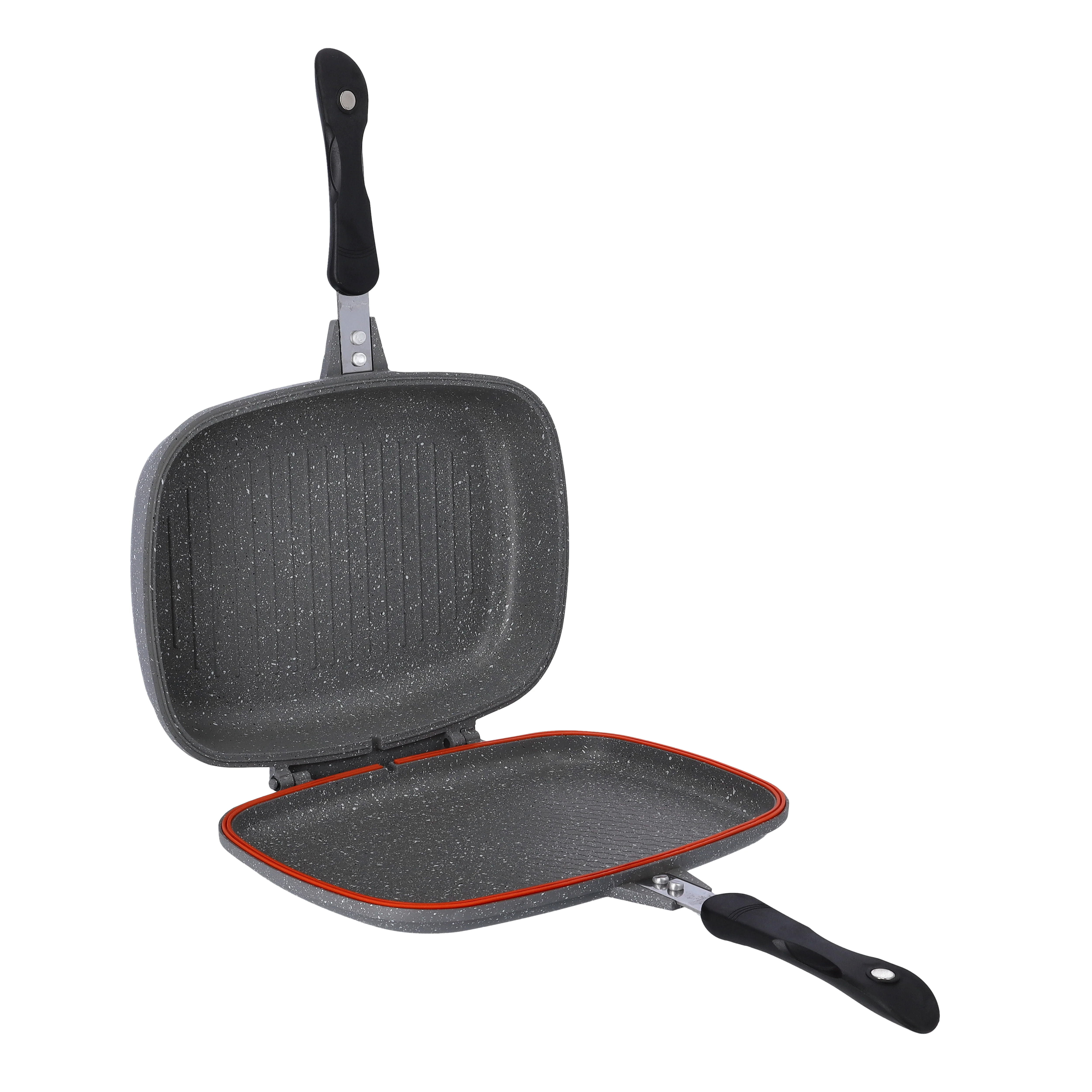 Royalford RF9999 Double Grill Pan 32cm | Smart Granite Series Die Cast Aluminium Non Stick Grill Pan | Durable Granite Coating | Magnet Lock Handles | Two Sided Cooking - Image 4