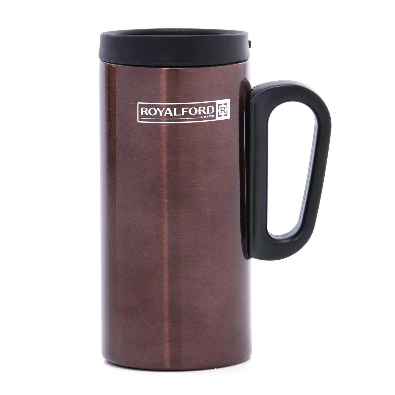 RoyalFord RFU9037 Stainless Steel Coffee Mug | 250ml | Double Wall Insulated Travel Mug | Hot Cold Beverage Cup with Lid & Handle | Durable and Portable Mug For Office Use