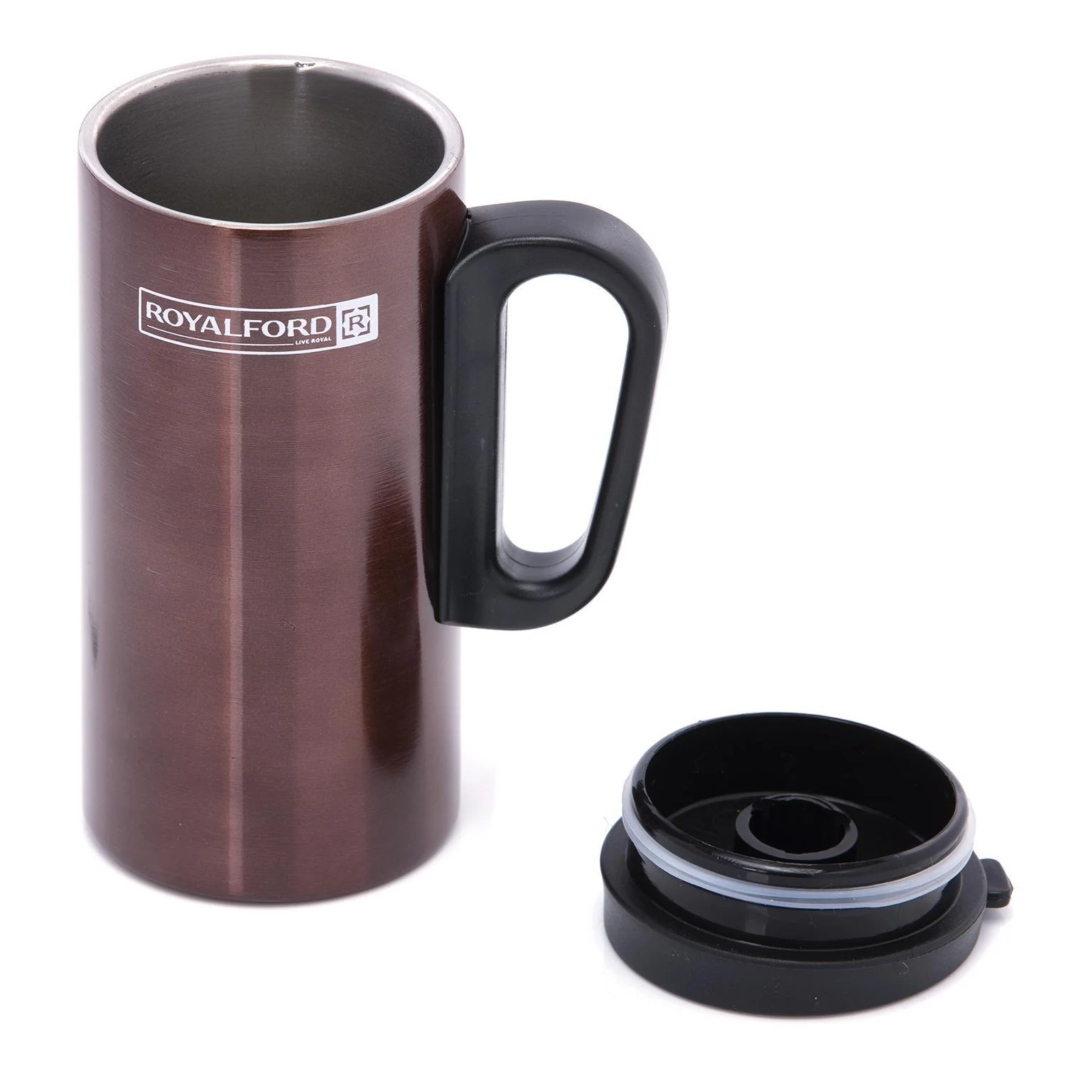 RoyalFord RFU9037 Stainless Steel Coffee Mug | 250ml | Double Wall Insulated Travel Mug | Hot Cold Beverage Cup with Lid & Handle | Durable and Portable Mug For Office Use - Image 2