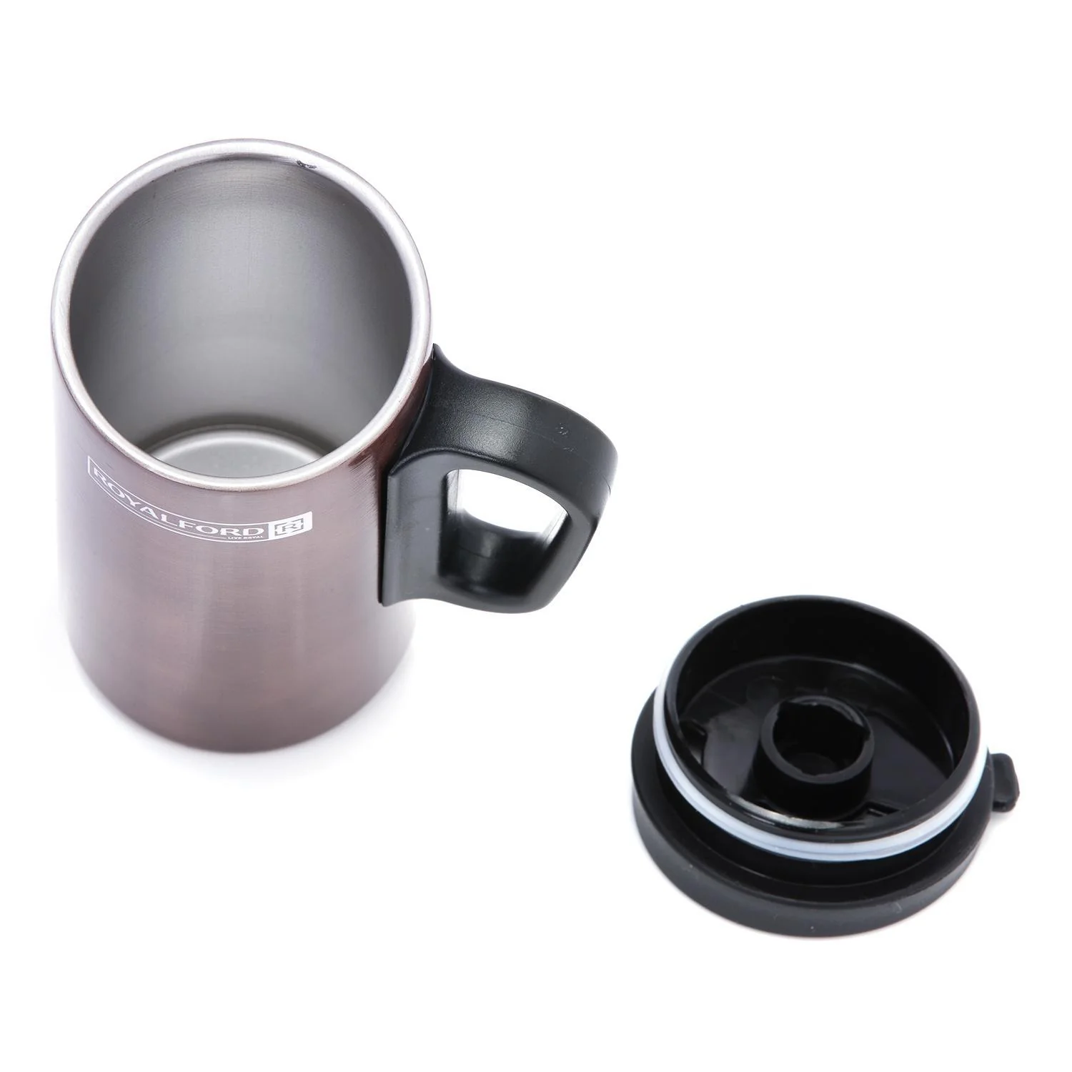 RoyalFord RFU9037 Stainless Steel Coffee Mug | 250ml | Double Wall Insulated Travel Mug | Hot Cold Beverage Cup with Lid & Handle | Durable and Portable Mug For Office Use - Image 3