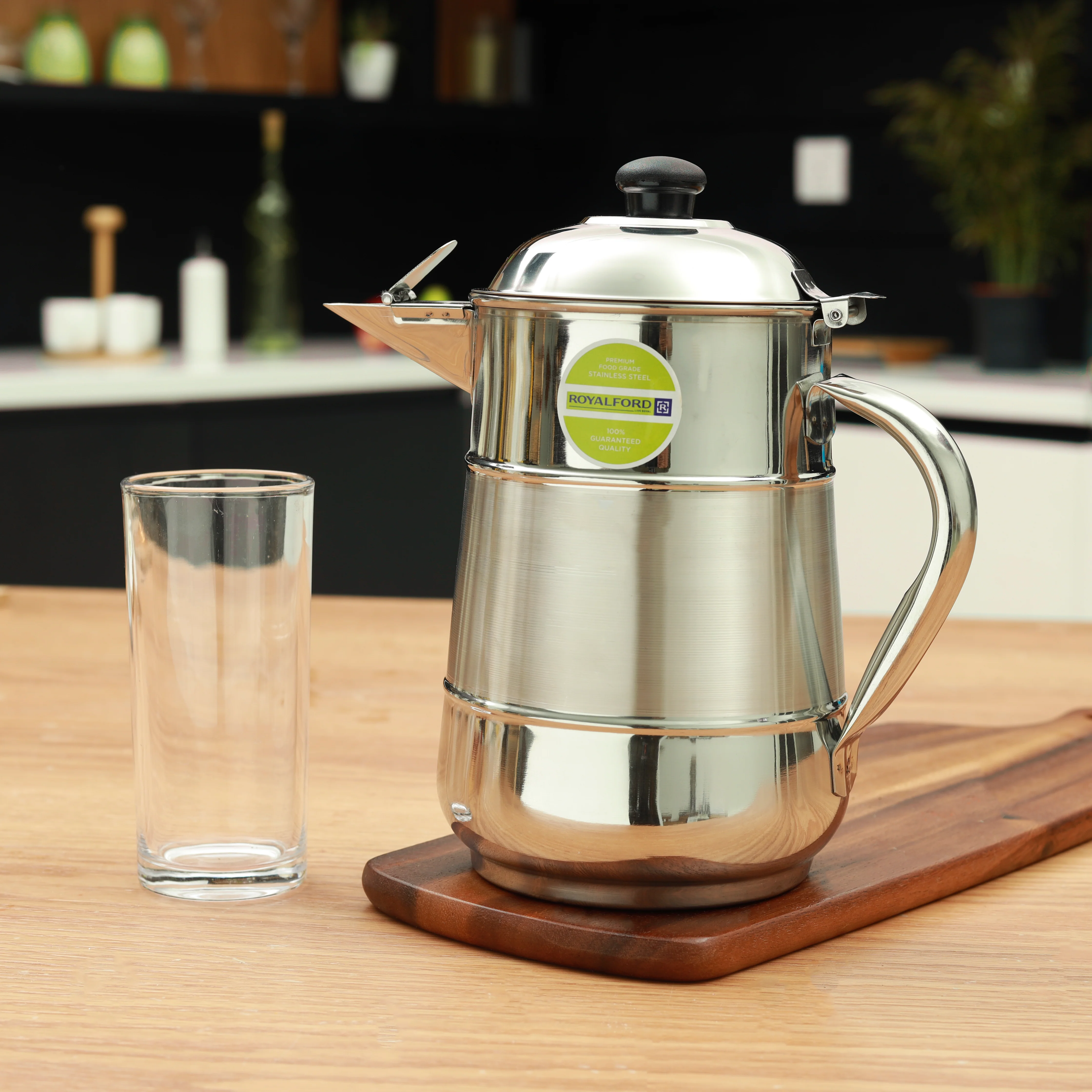 Royalford Stainless Steel Milk Jug  RF10157 2.0L | Two-Tone Body with Bakelite Knob  | Durable Serving Jug for Tea, Milk & Beverages for Home, Café & Catering Use - Image 2