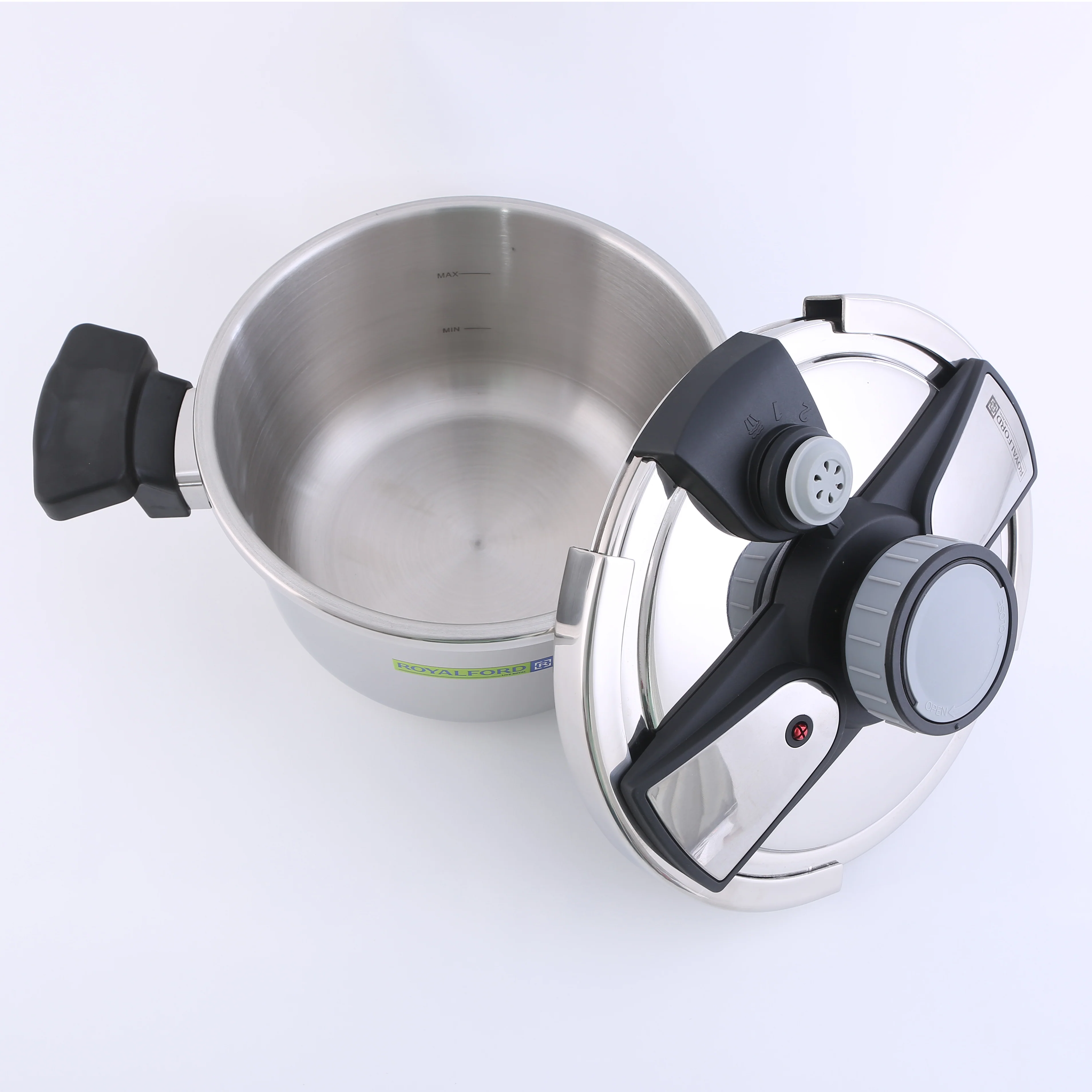 Royalford Stainless Steel Pressure Cooker RF7604 5 Litre | Durable Stainless Steel Body| Easy Lock Lid for Safe Cooking| Multi-Safety Features | Built-In Safety Valve - Image 5