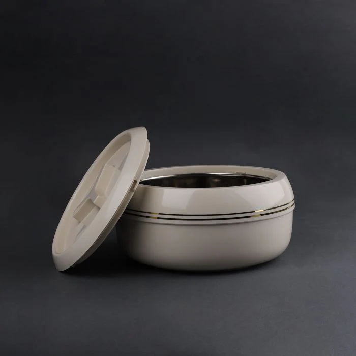Royalford Zoria Insulated 3000ml Casserole- RF11031| PP Body with Stainless Steel Inner Casting| BPA-Free| Easy to Carry| Firm Twist Lock| Casserole with Lid| Elegant and Unique Design| Super PU Insulation| Hassle-Free| Ivory and Gold - Image 4