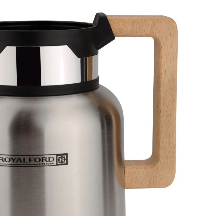 Stainless Steel Vacuum Jug with Wooden Handle, 1.5L, RF10171 | Thermal Insulated Airpot | Keep Drinks Hot & Cold up to Hours | Portable & Leak Proof Thermal Flask - Image 4